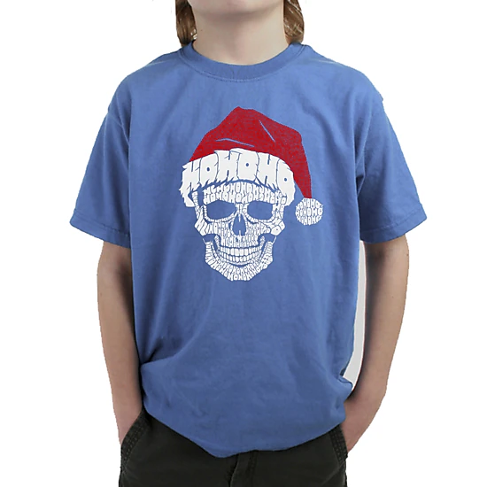 LA Pop Art Boy's Word Art T-Shirt - Santa Skull