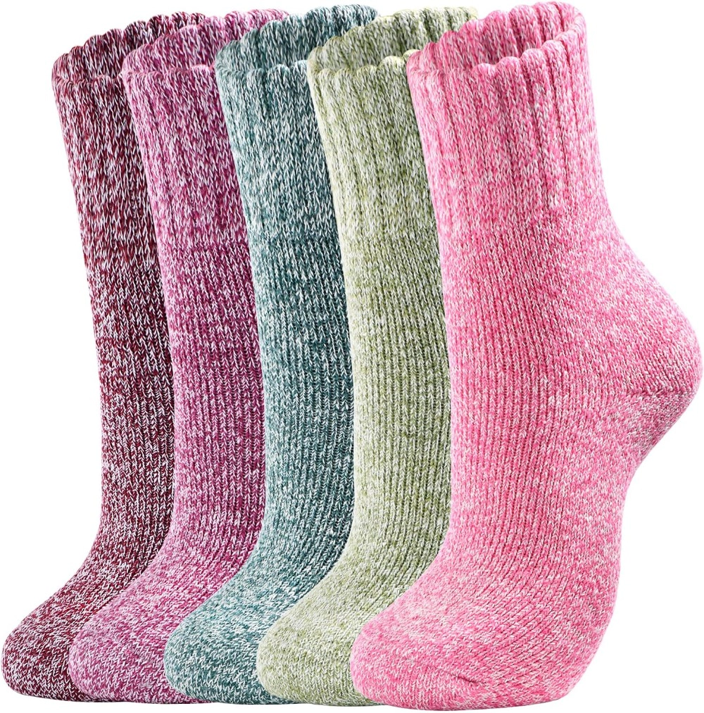 Wardrobe Whimsy 5 Pairs Women Warm Crew Boot Socks Winter Thermal Socks