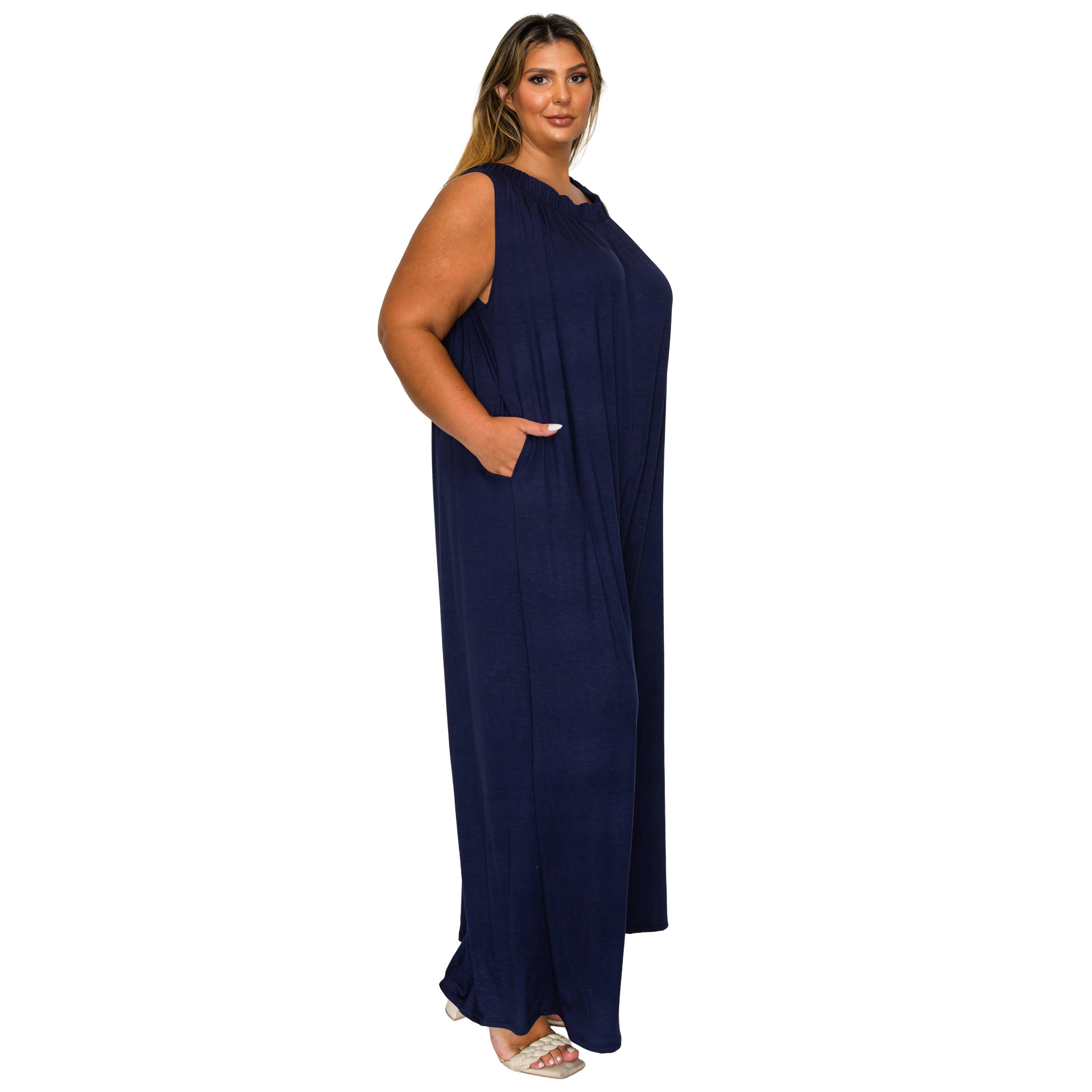 L I V D Women's Plus Size Olson Wide Leg Pocket Jumpsuit