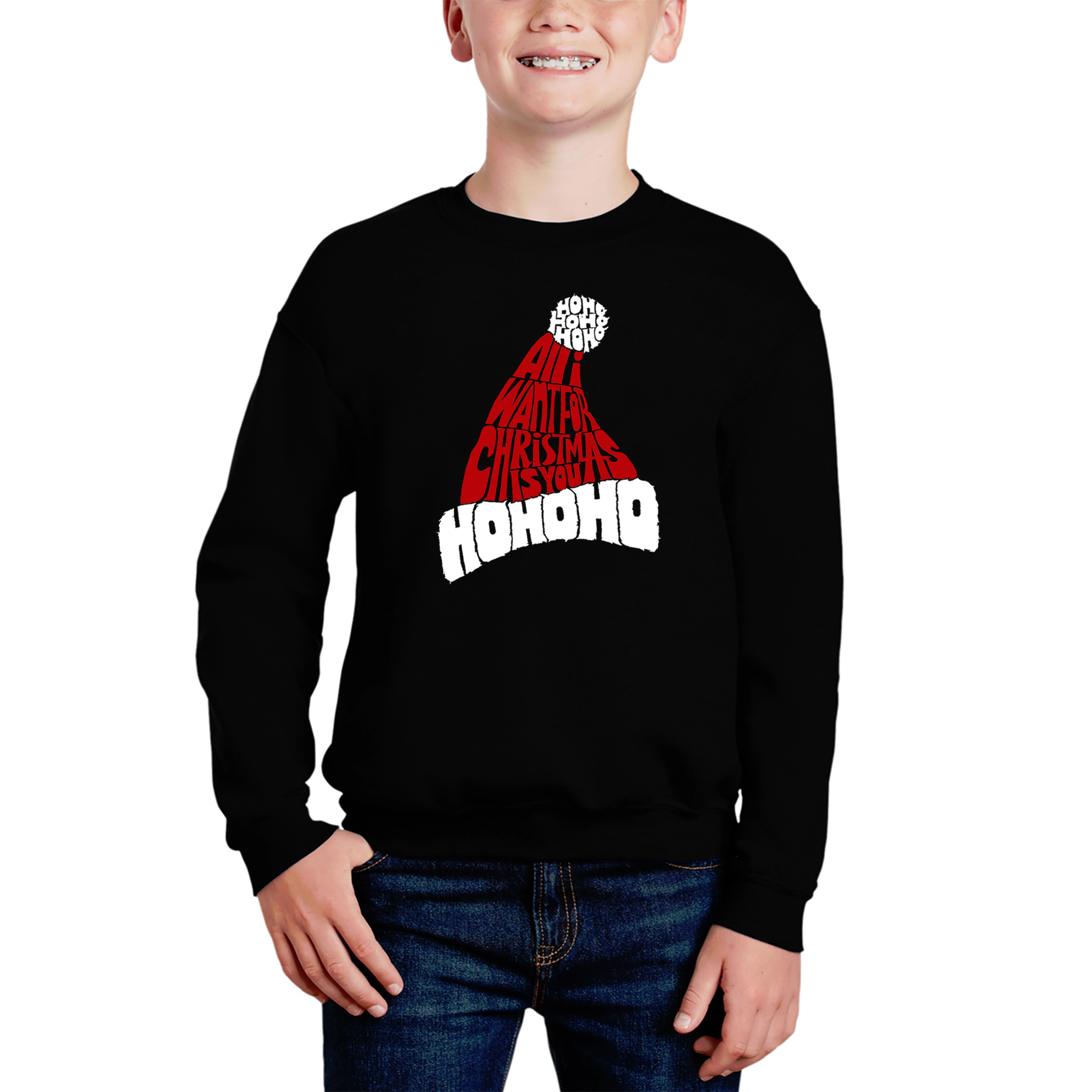 LA Pop Art Boy's Word Sweatshirt - All I Want For Christmas Is You