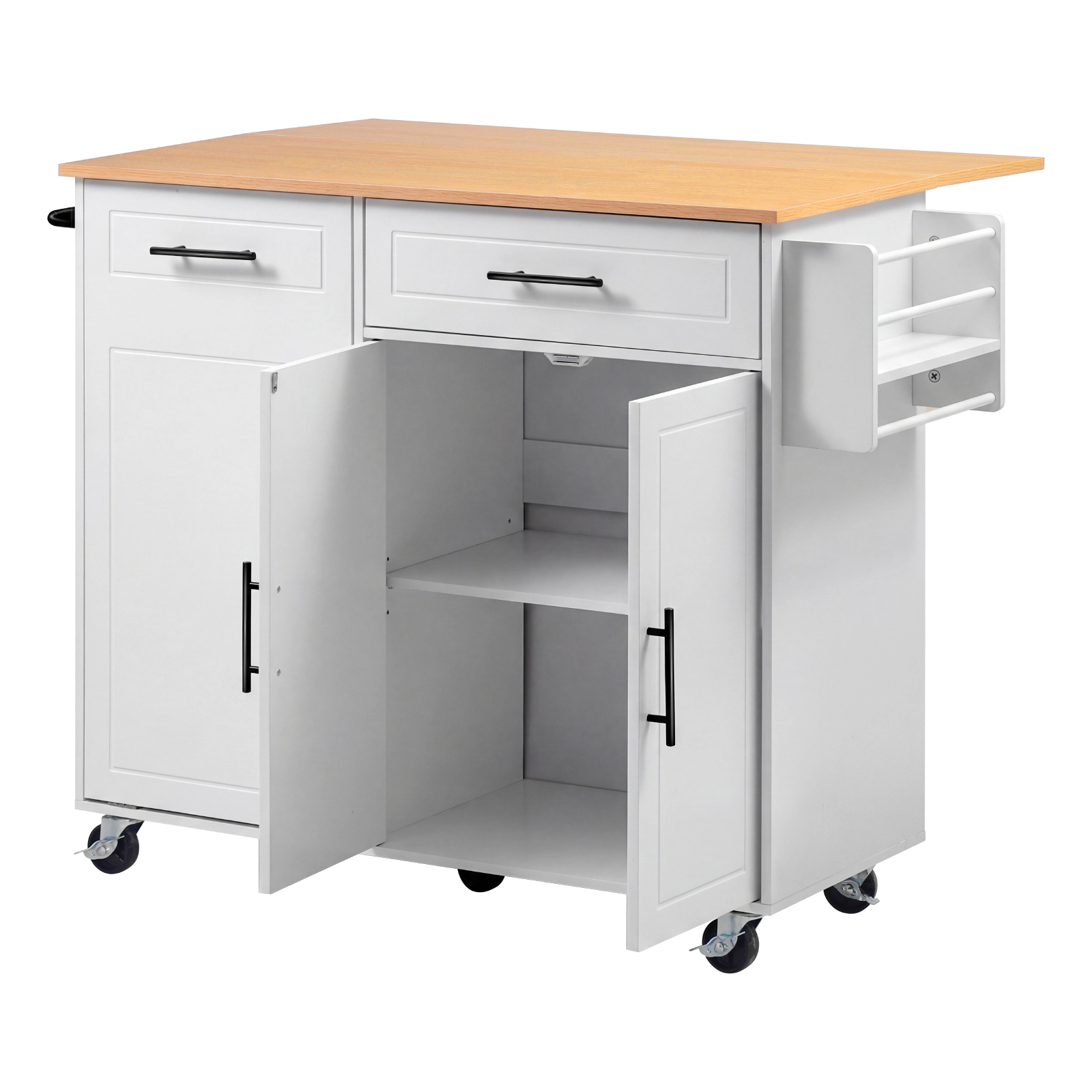 HONGGE Kitchen Island Cart with Storage Mobile Rolling Storage Island on Swivel Wheels with Drawer Storage Cabinet Rack