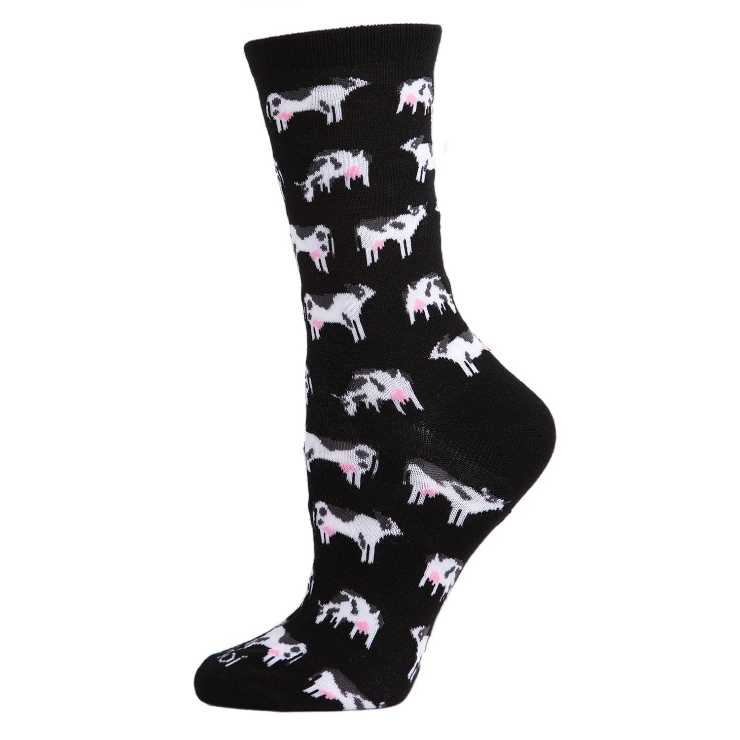 Memoi Women's Cool Cows Bamboo Blend Crew Socks