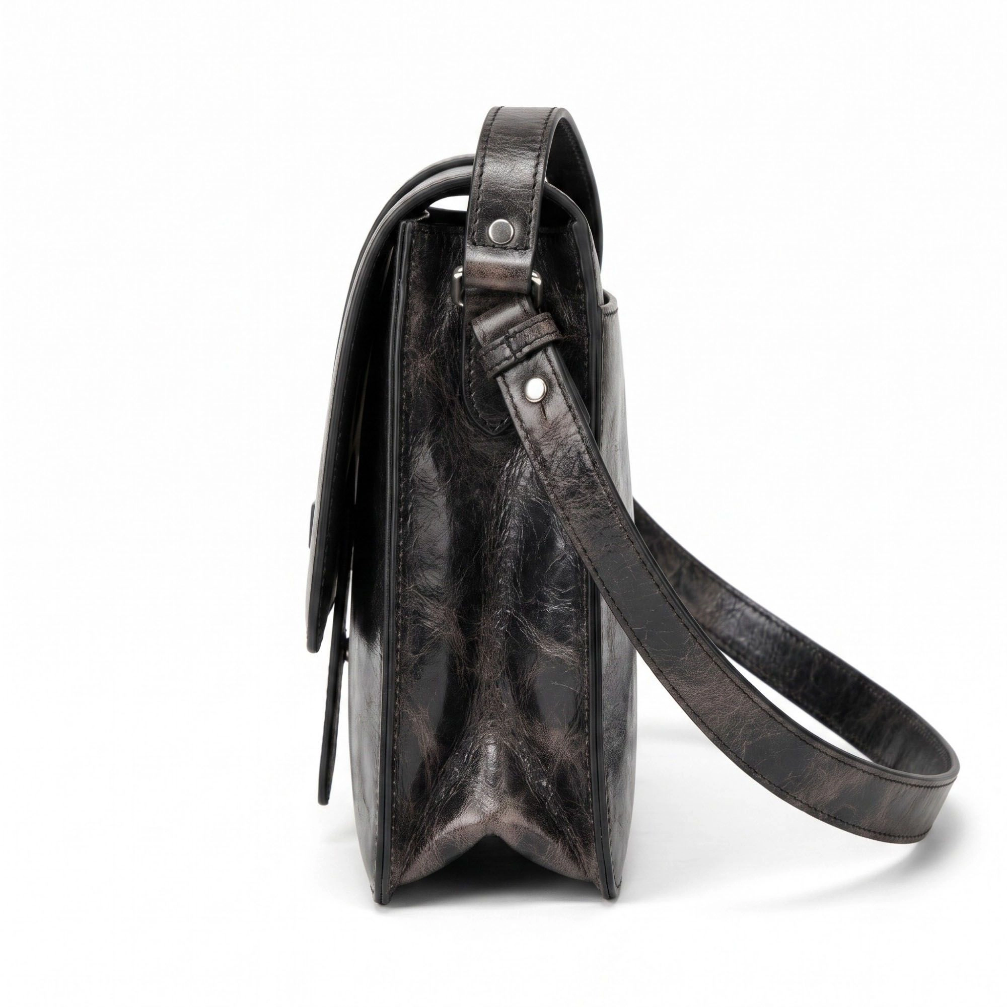 Alilang Women's Distressed-Look Flap Shoulder Bag with Metal Clasp