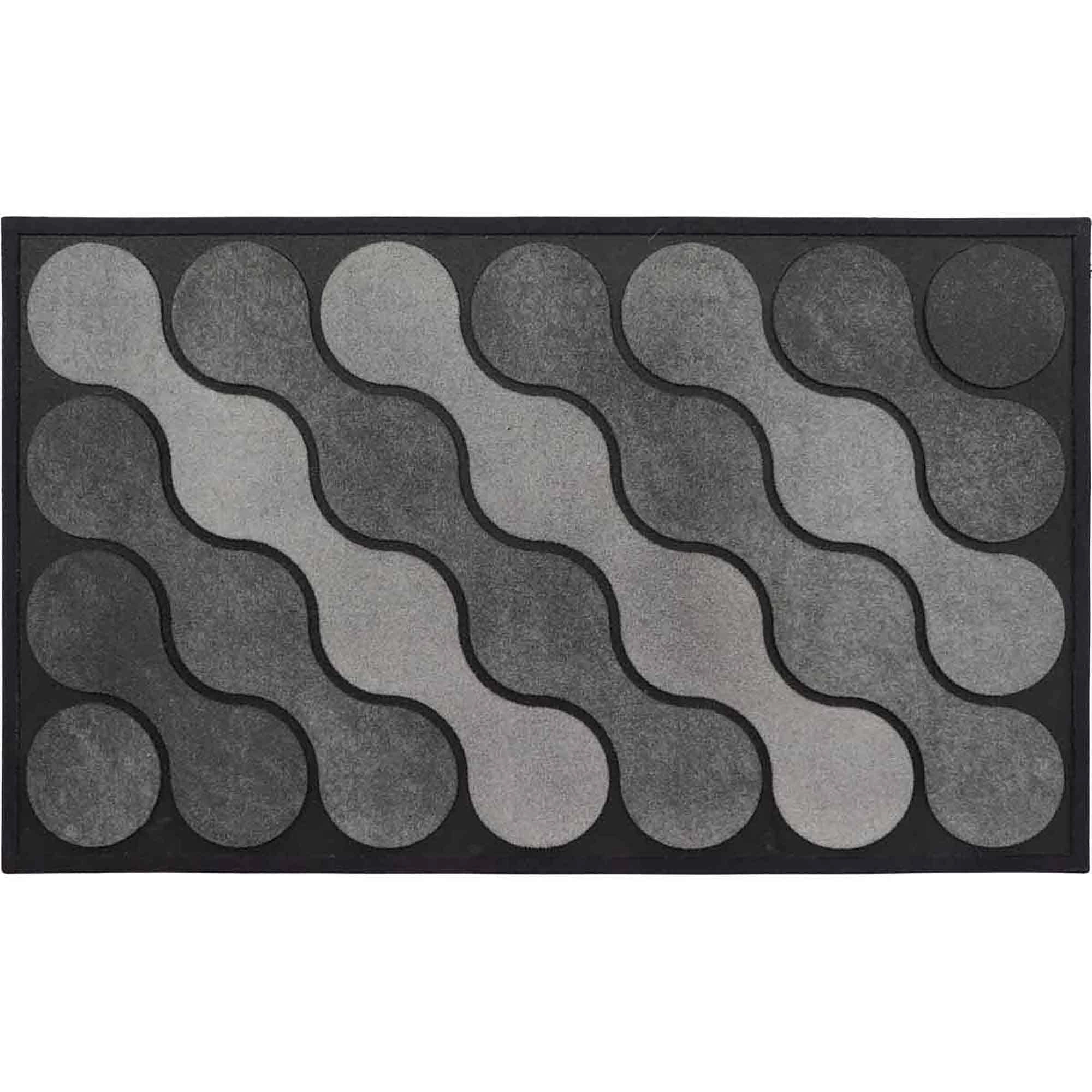 Evideco French Home Goods Gray Ripple Rubber Doormat 30 x 18 Inches