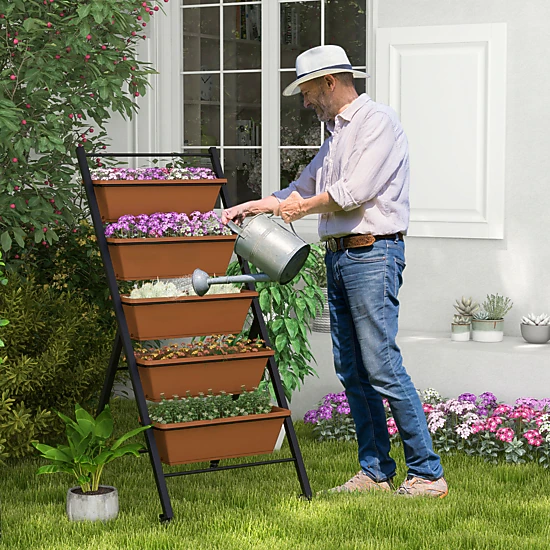 LJG 5-Tier Vertical Raised Garden Bed with Wheels and Container Boxes ...