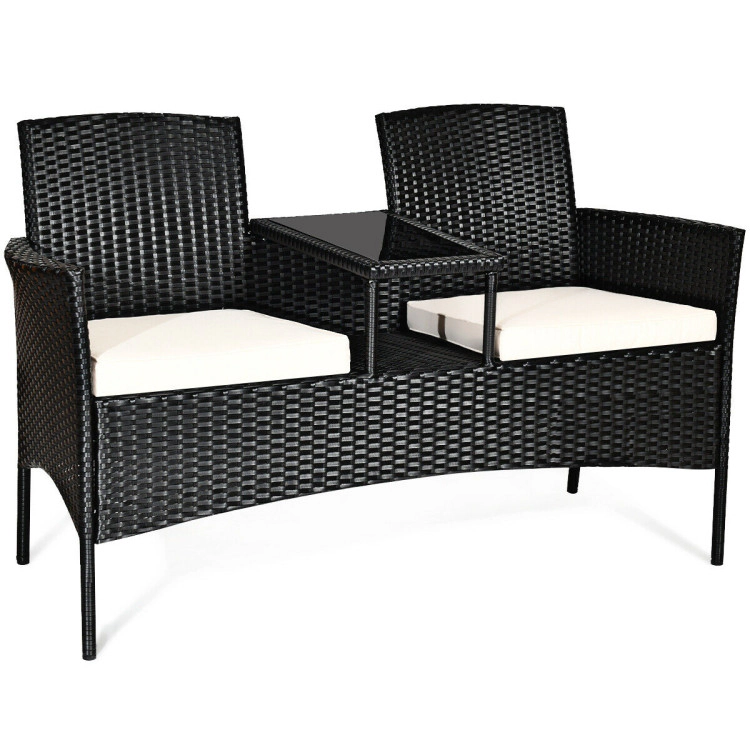 Hivvago Wicker Patio Conversation Furniture Set With Removable Cushions And Table