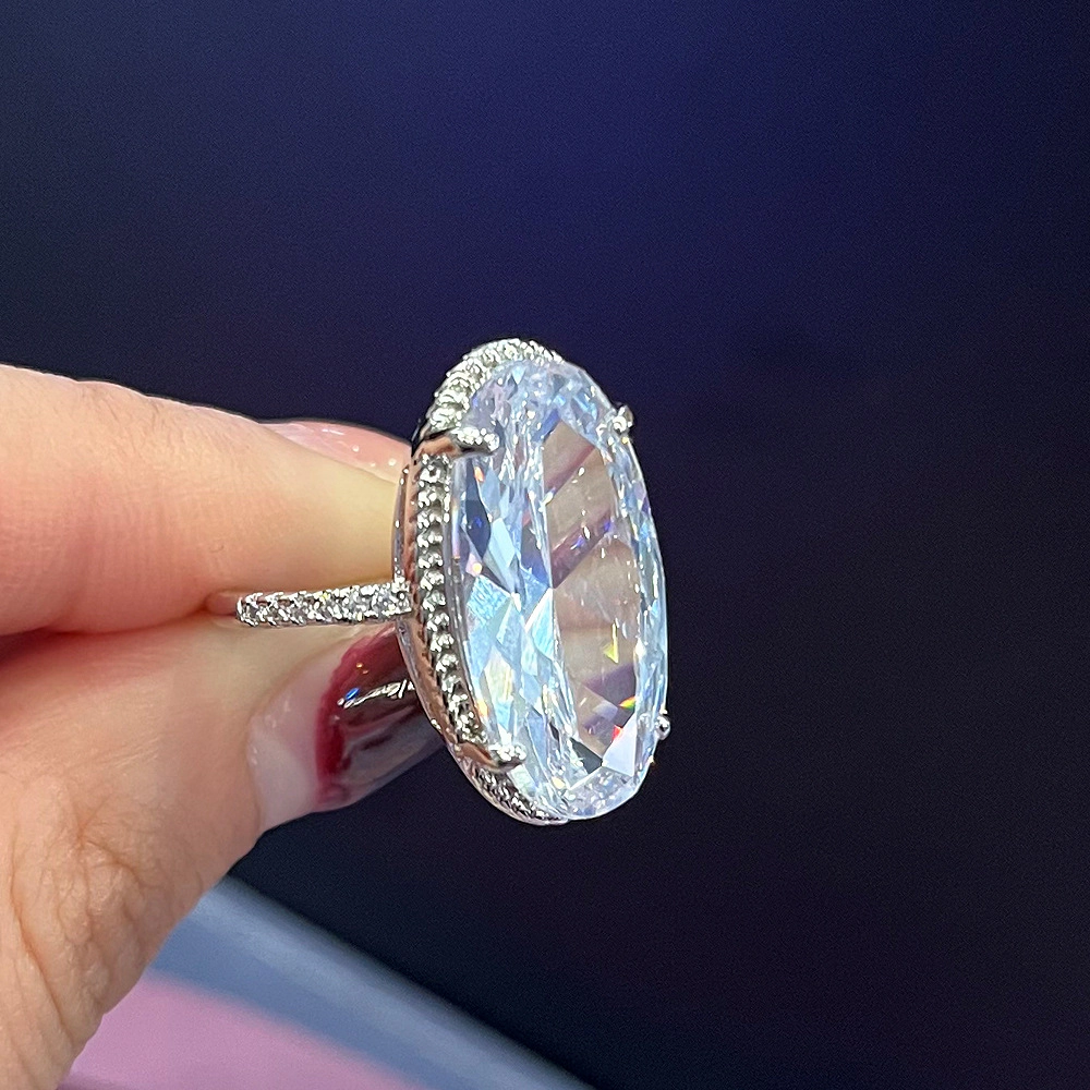 Large Oval Cubic Zirconia Engagement Ring for Women Wedding Jewelry