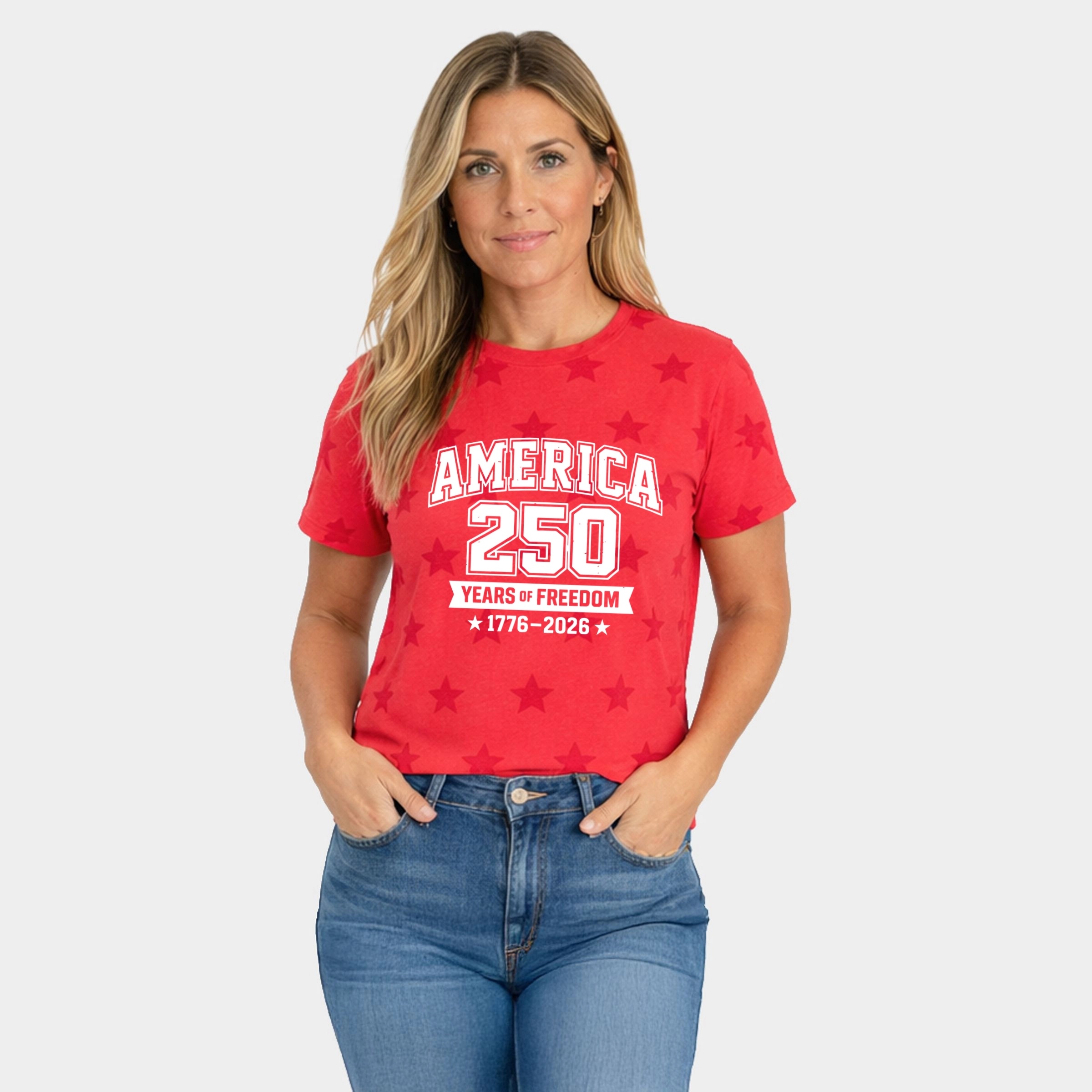 Simply Sage Market - America 250 Years of Freedom Varsity Women's Short Sleeve Star Tee