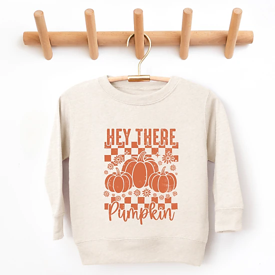 The Juniper Shop - Toddler Graphic Sweatshirt - Hey There Pumpkin Checkered