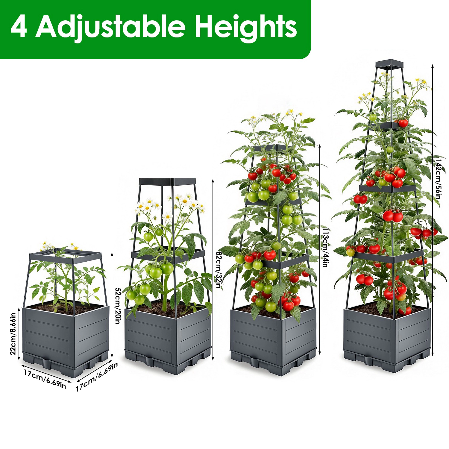 GBruno Self-Watering Raised Garden Bed With Trellis