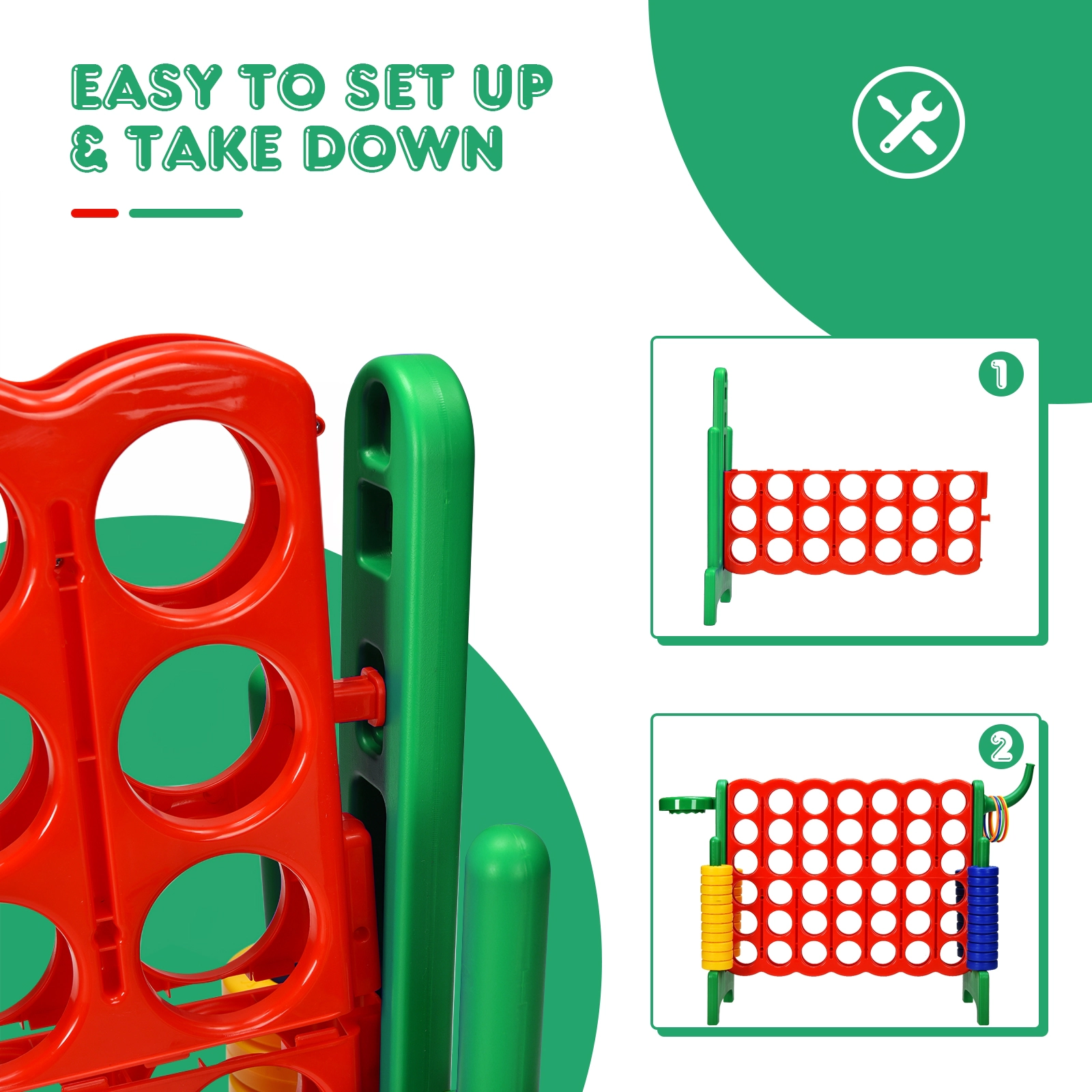 SUGIFT Green 3-in-1 2.5-ft Tall 4-to-Score Game Set with Ring Toss and Basketball Hoop 33-in W 13-in D 30-in H