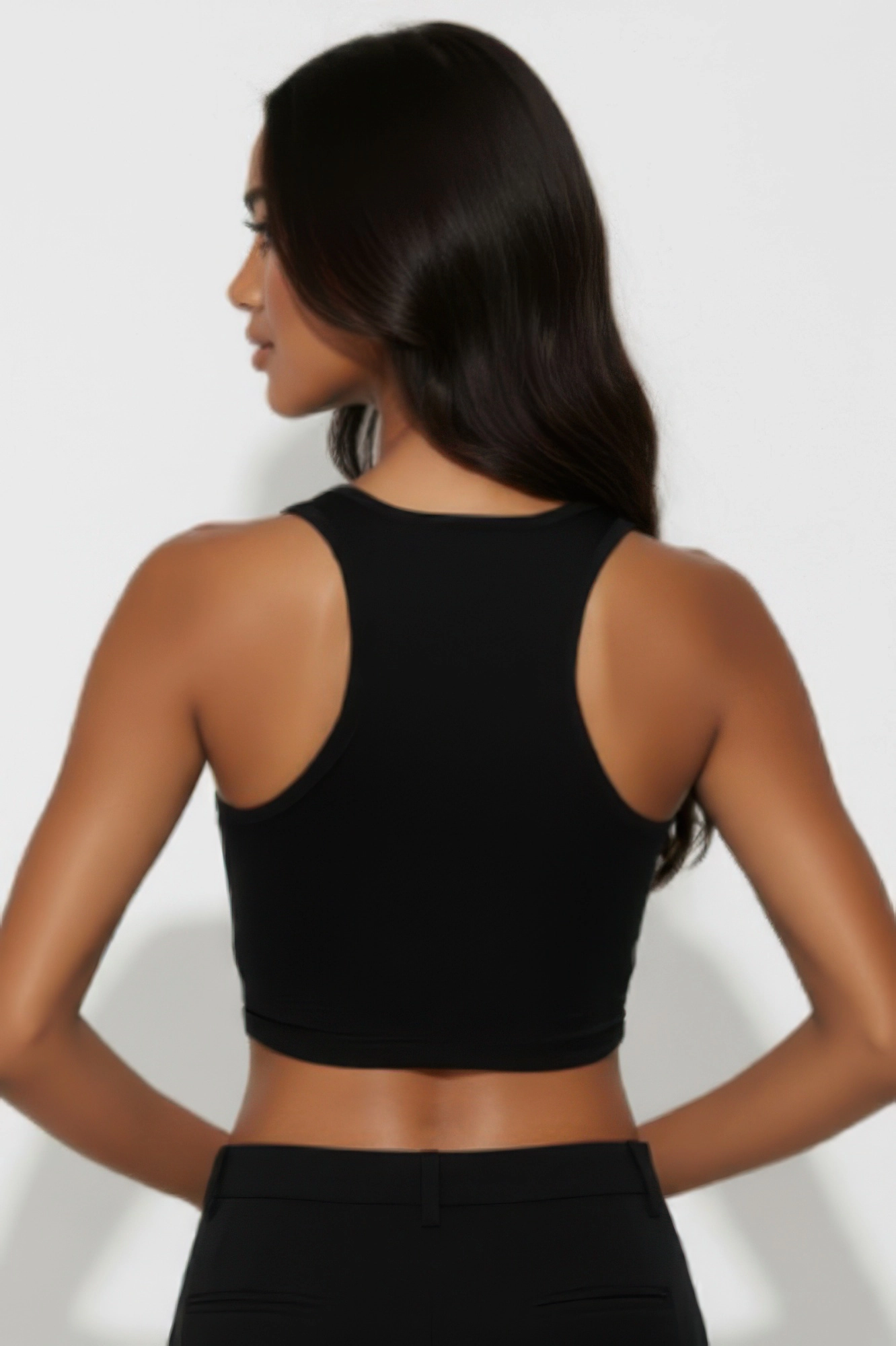 TRUEDAMES Women's Sheer Mesh Panel Crop Tank Top