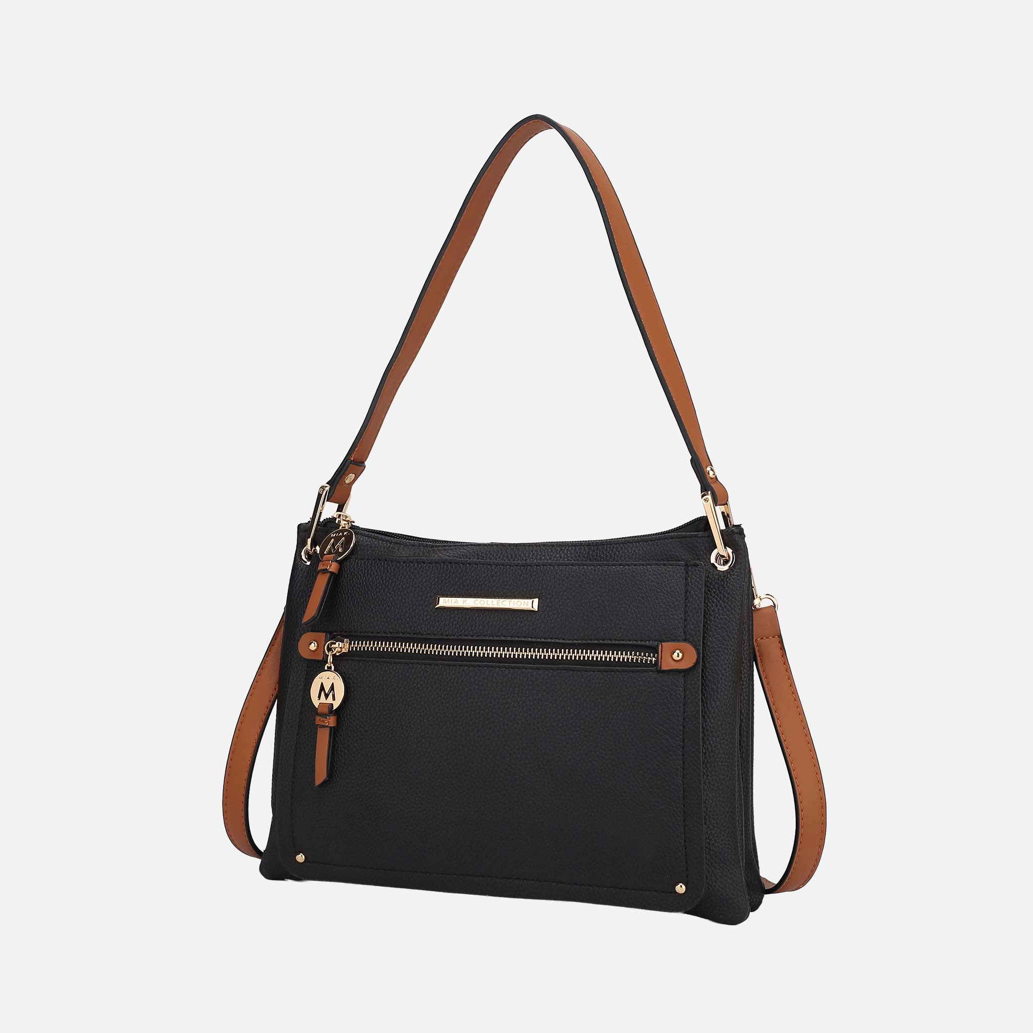 Mia K Collection Aliyah Shoulder Bag - Vegan Leather Handbag with Gold Hardware
