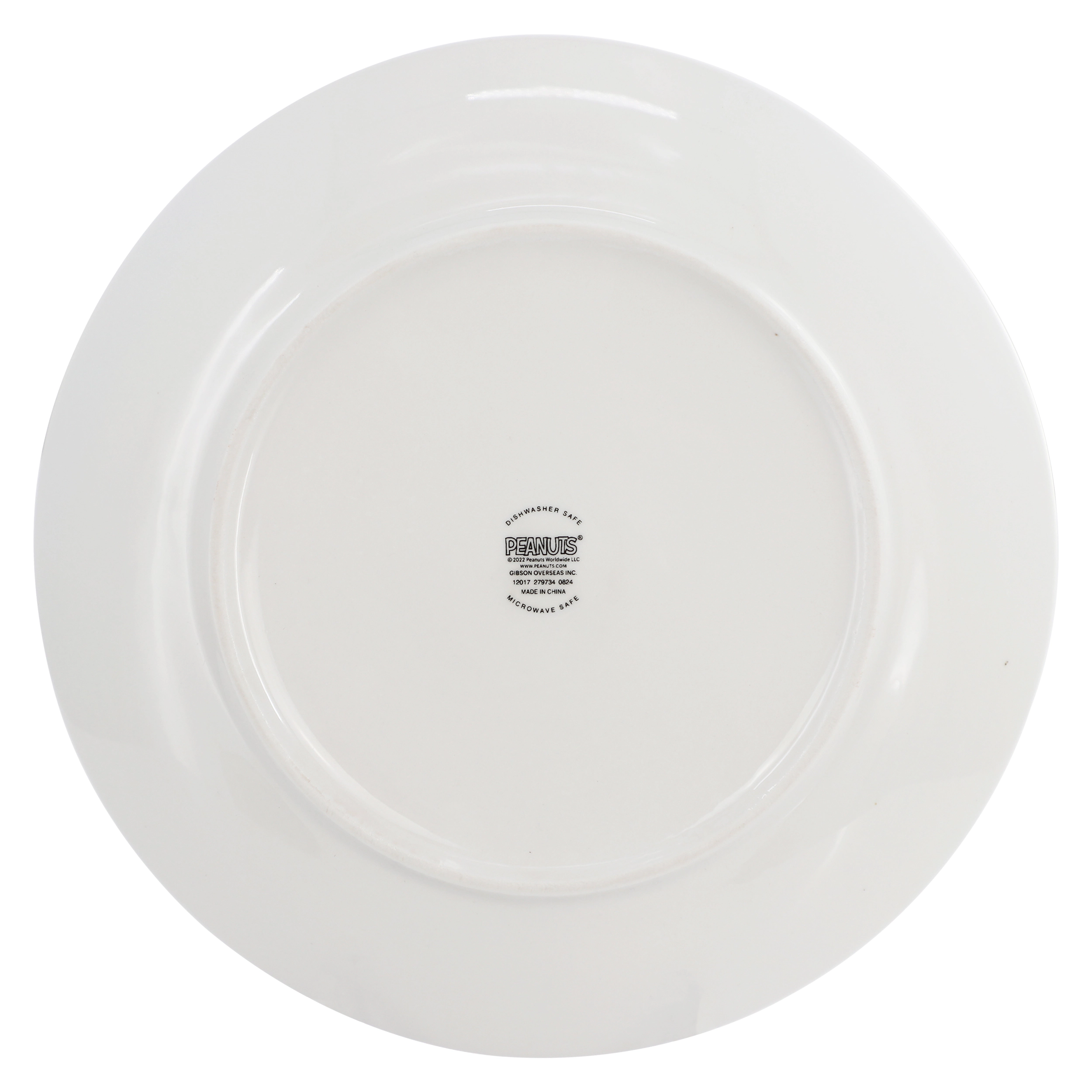 Peanuts Xmas 8 Piece 10.5 Inch Round Stoneware Dinner Plate Set in White