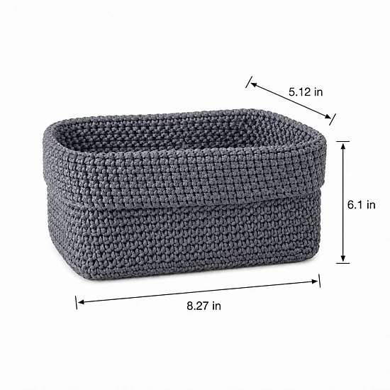 Alilang Unisex Rectangular Woven Storage Basket Foldover Rim Desktop Organizer Bin
