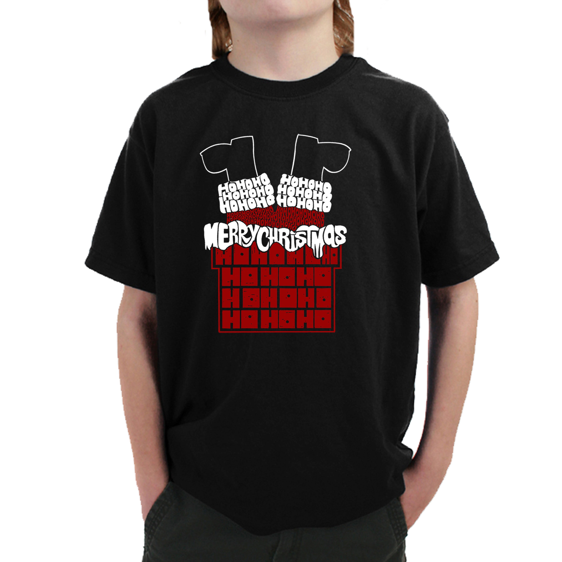 LA Pop Art Boy's Word T-Shirt - Chimney Santa