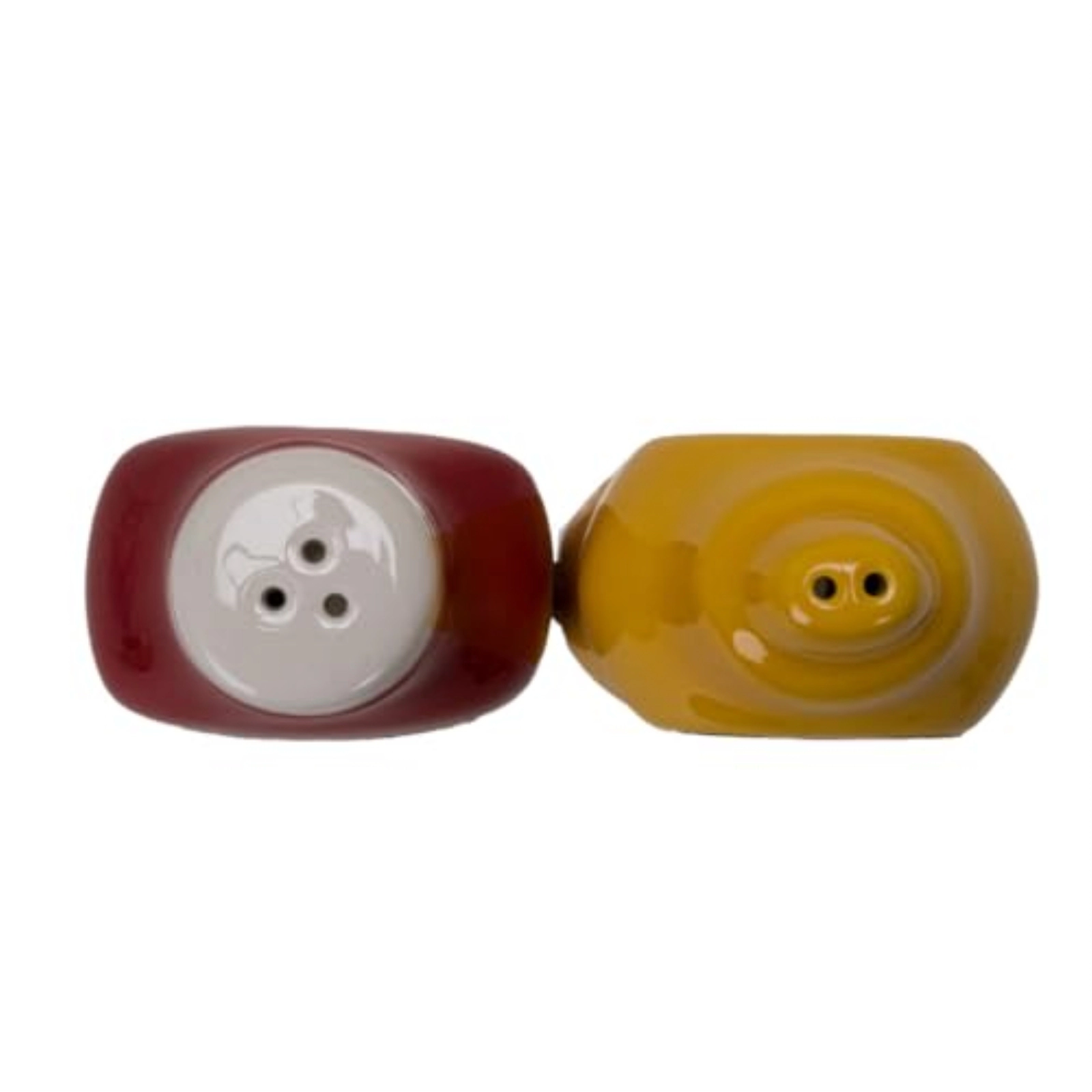 Pacific Giftware Mustard and Ketchup Ceramic Magnetic Salt and Pepper Shaker Set