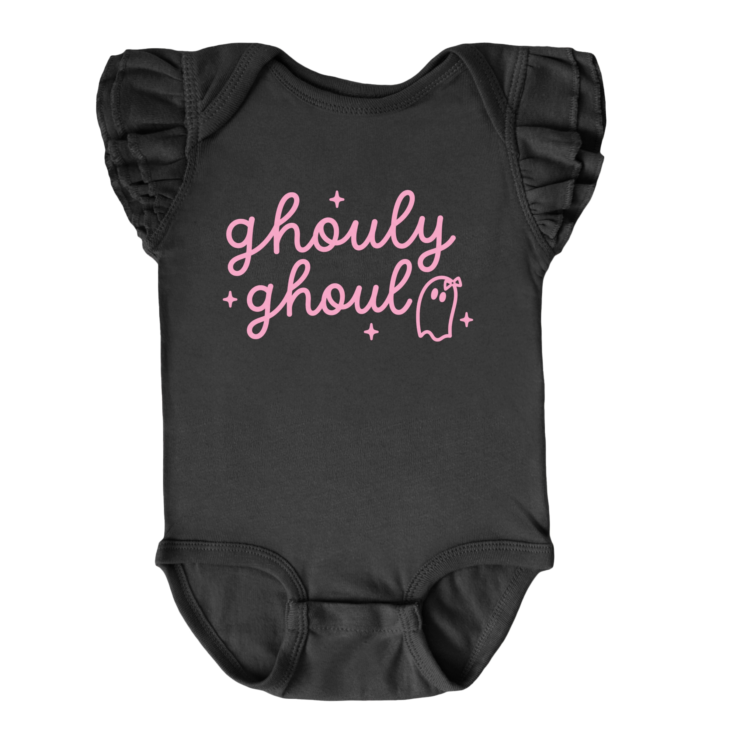 The Juniper Shop - Infant Girl's Flutter Sleeve Bodysuit Ghouly Ghoul