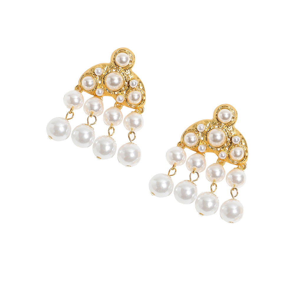 SOHI Women's Pearl White Party Drop Earrings