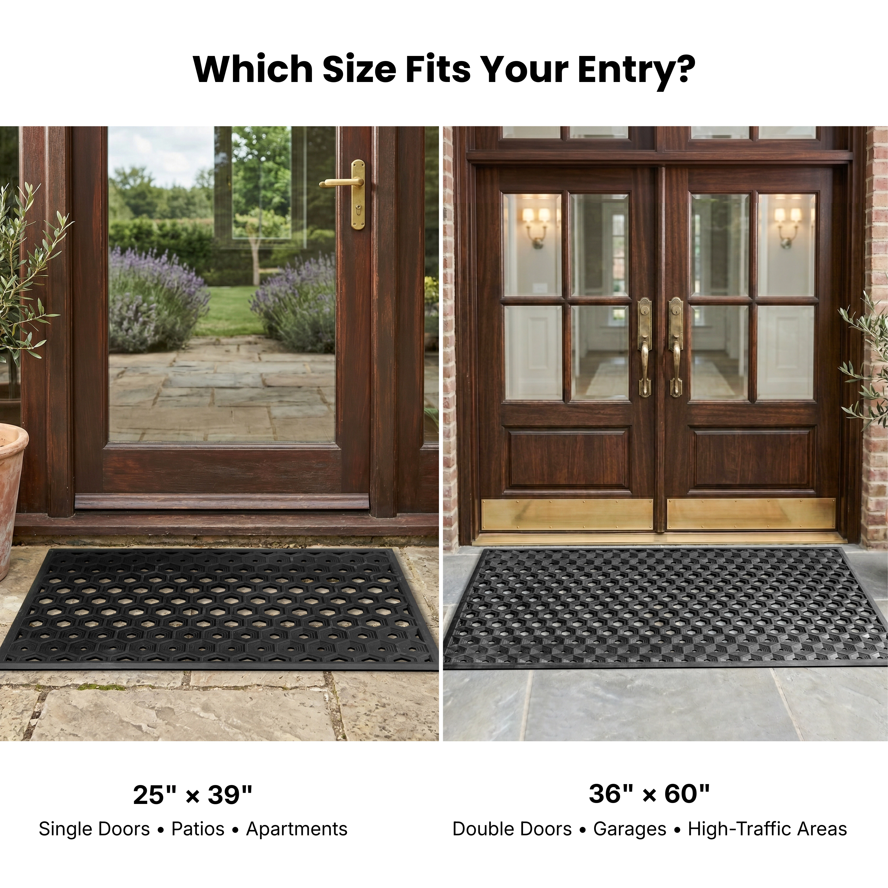 A1 Home Collections Subhera Collection Heavy Duty Rubber Outdoor Doormat, Non-Slip Dirt Trapper Entry Mat, 36 x 60 Inch