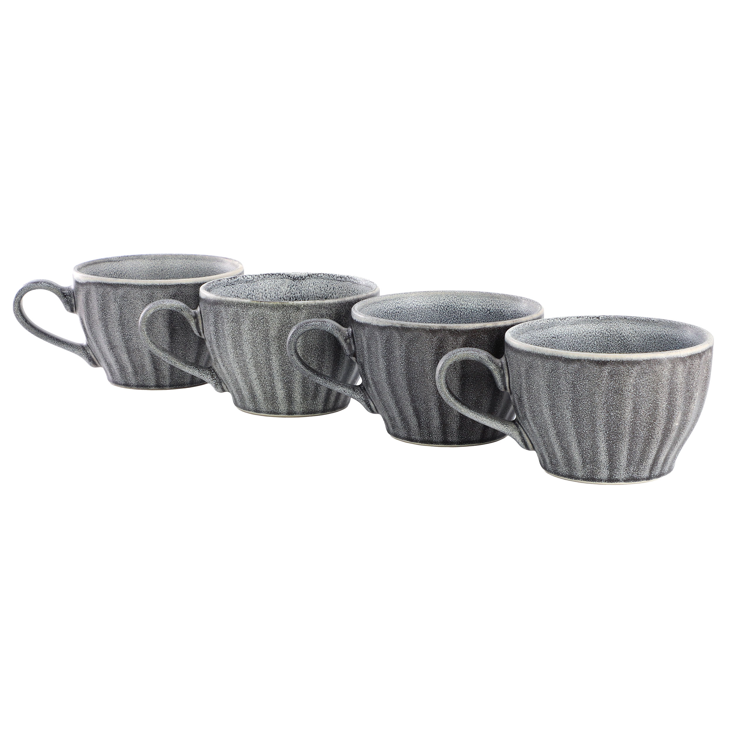 Gibson Homewares Reactive Glaze Stoneware Cups 4-Piece Set in Grey