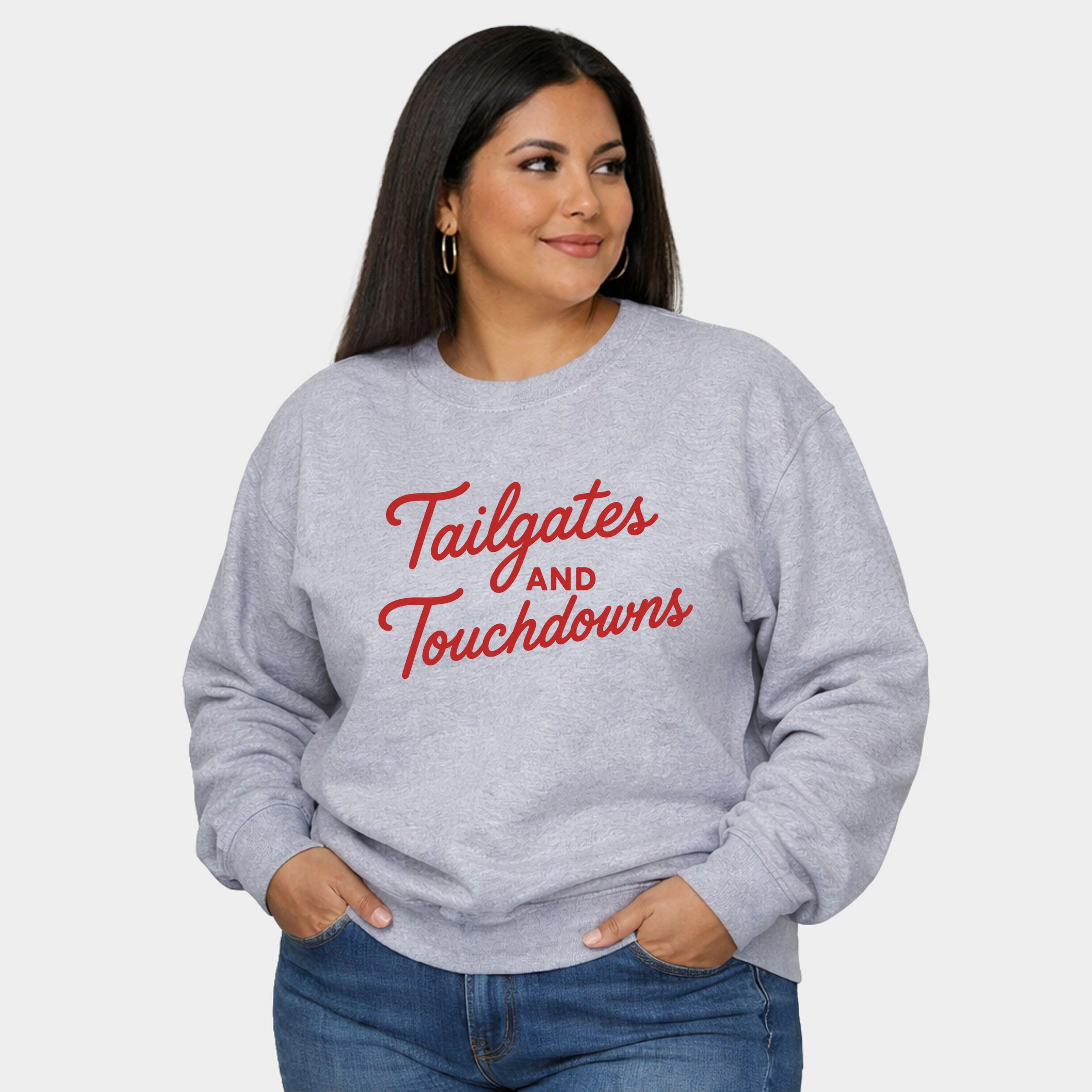 Simply Sage Market - Women's Plus Sized Graphic Sweatshirt Tailgates and Touchdowns