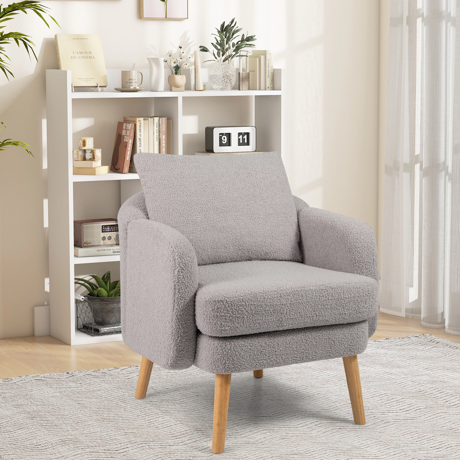 LJG Sherpa Accent Chair Modern Living Room Chair with Seat