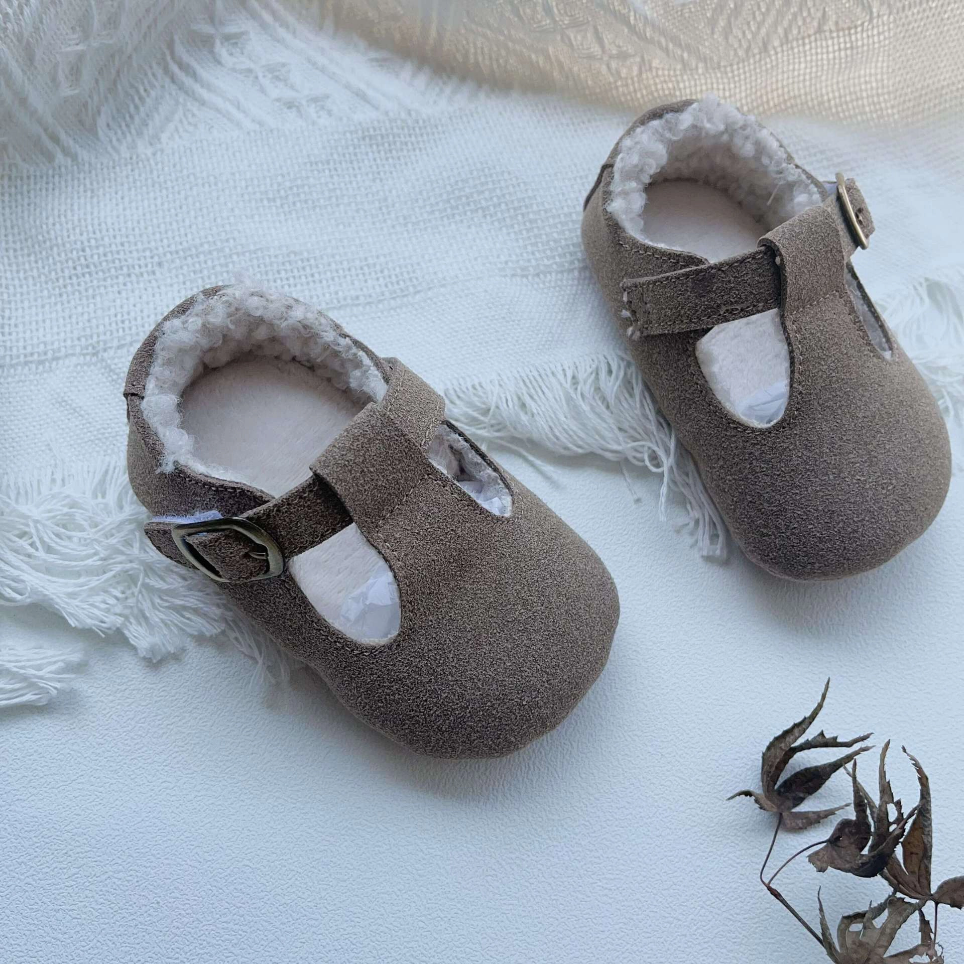 MyKids-USA Arrival Winter Baby Girl Solid Color Plush Warm Anti-Slip Shoes
