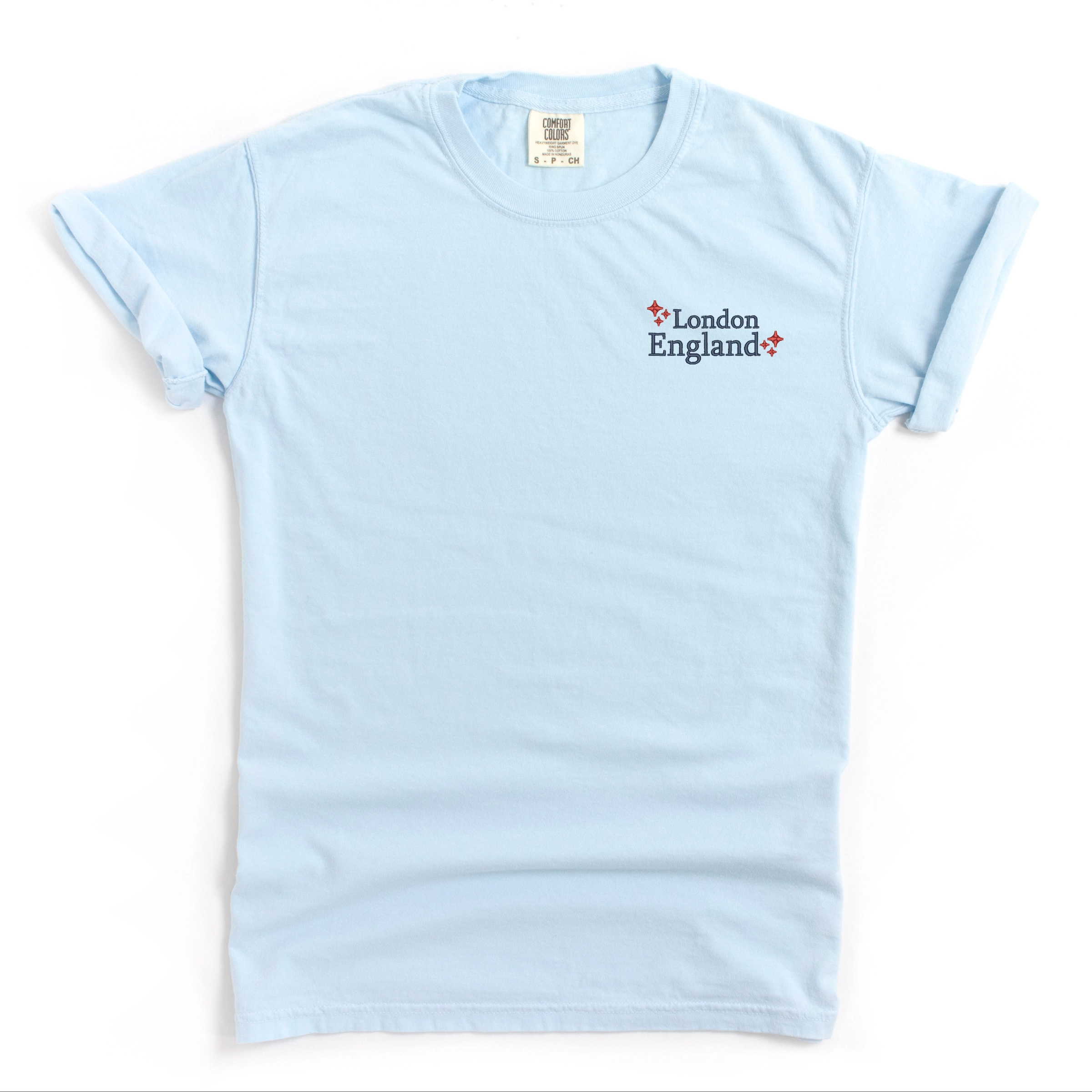 Simply Sage Market - Embroidered London England Stars Women's Garment Dyed Graphic T-Shirt