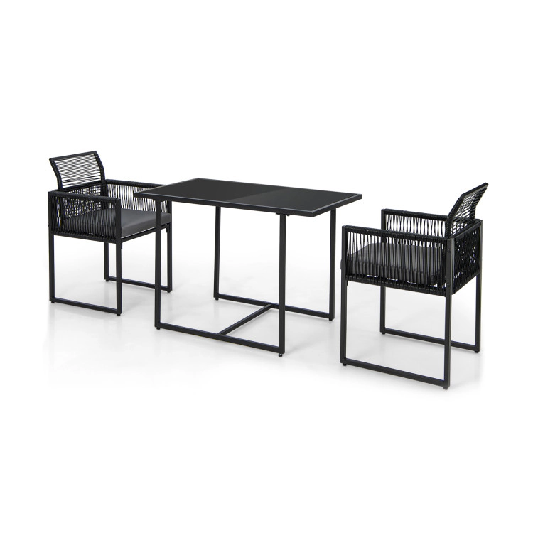 Hivvago 3 Pieces Outdoor Dining Set With Folding Backrest And Seat Cushion