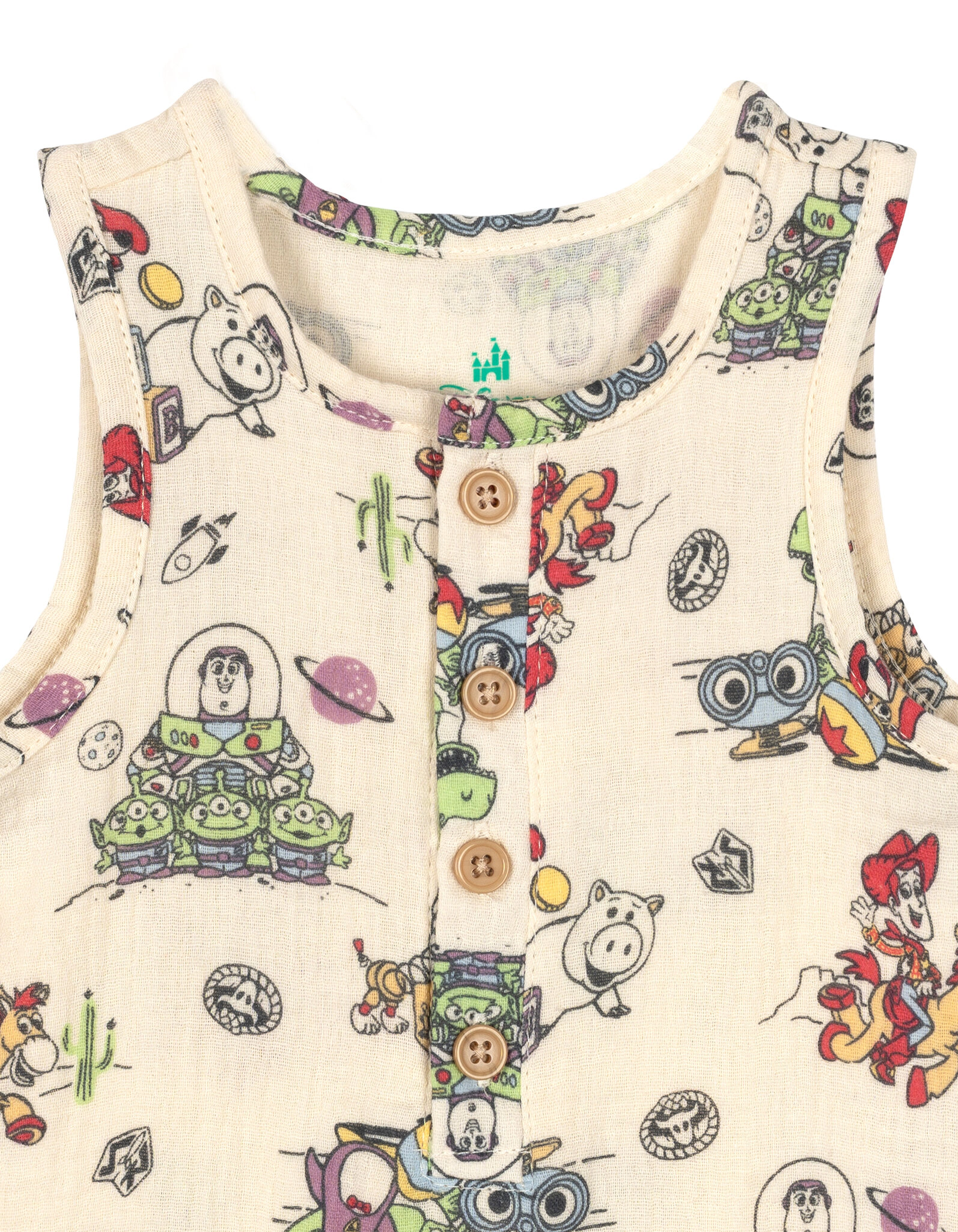 Disney Baby Boys' Cotton Gauze Sleeveless Shorty Romper