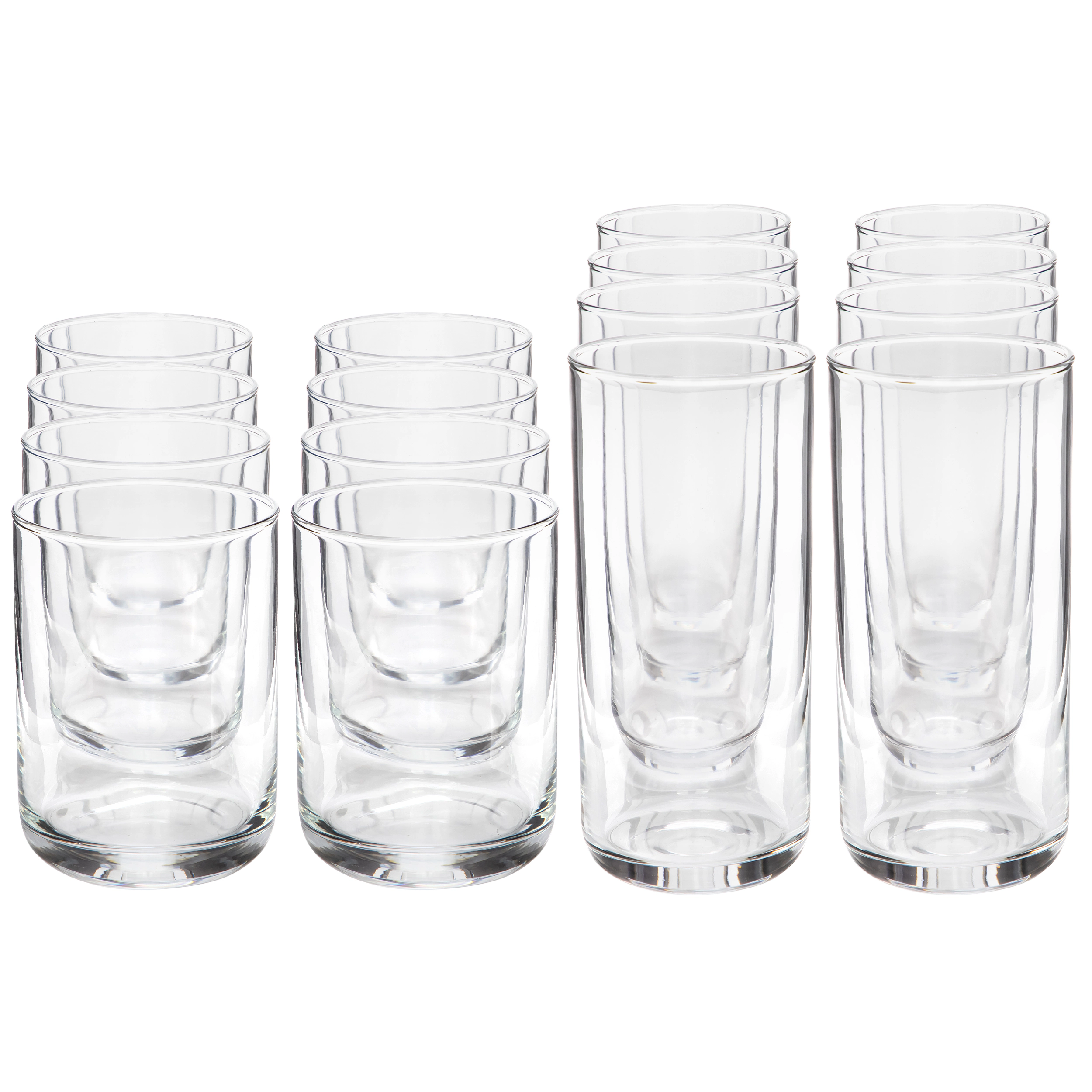 Gibson Home Emory 16 Piece Double Old Fashion and Tumbler Glassware Set