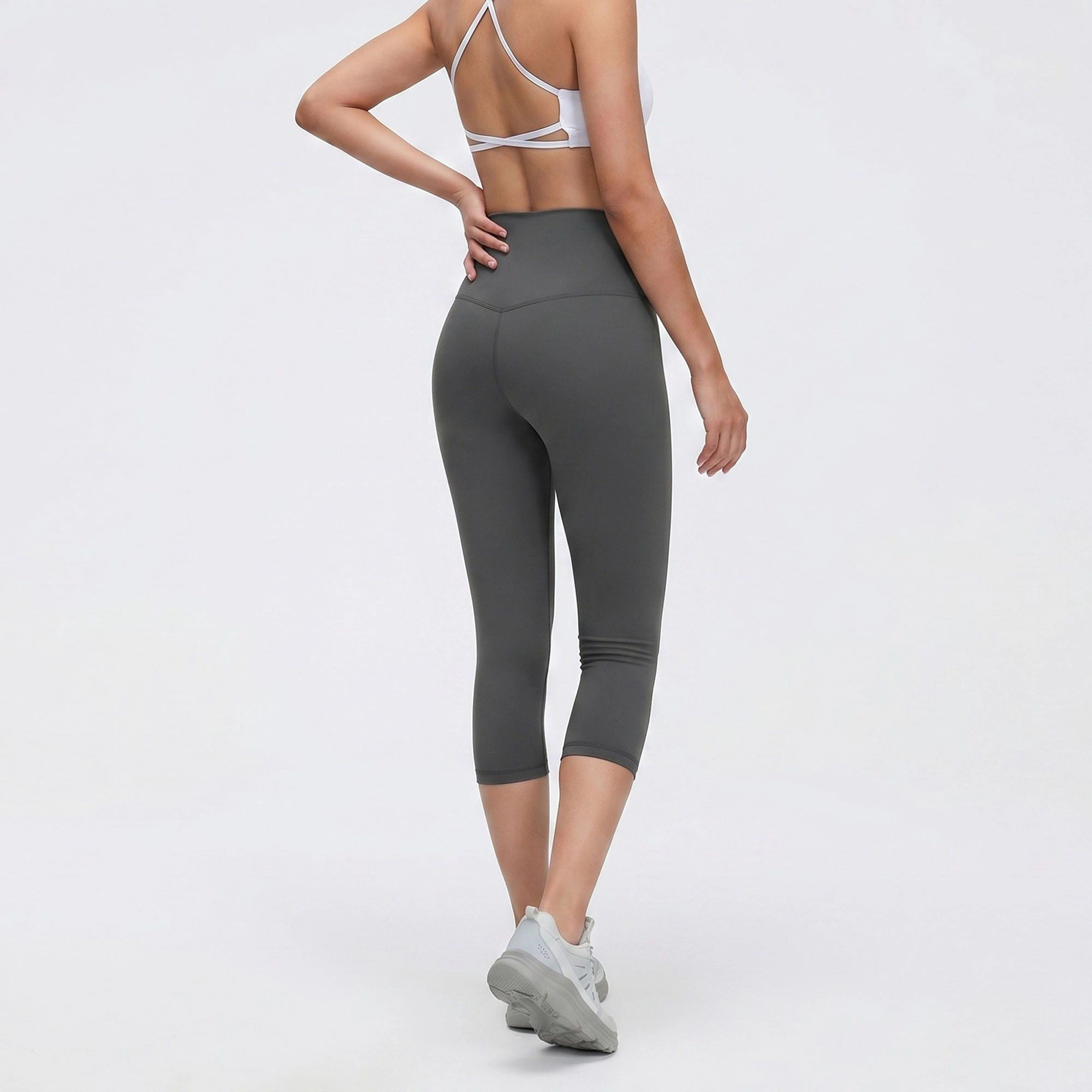 Anna-Kaci Women's High-Waist Capri Leggings with Wide Waistband Smooth Stretch Fit and Pull On Activewear Design