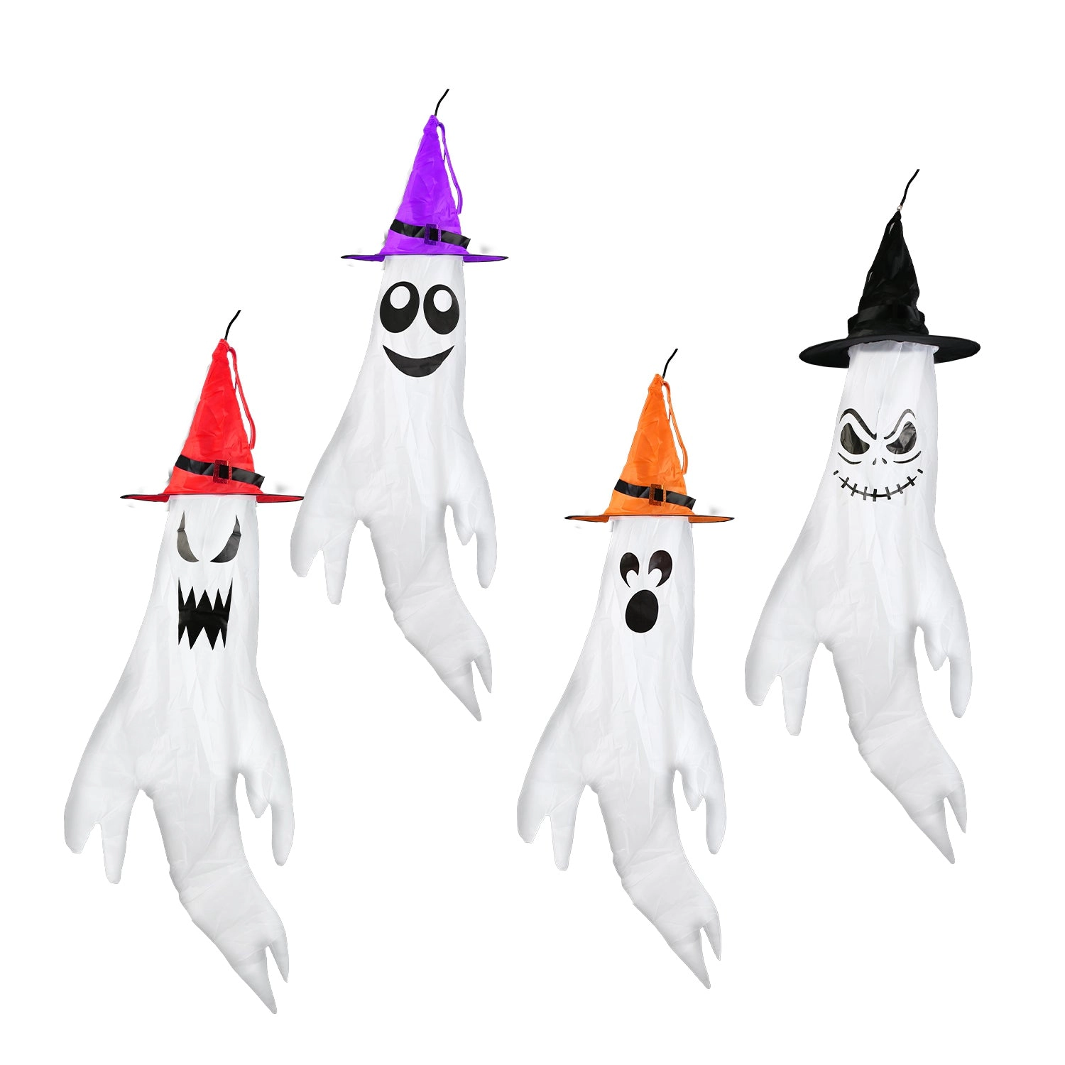 GBruno 4-Piece LED Ghost Windsocks Halloween Decoration