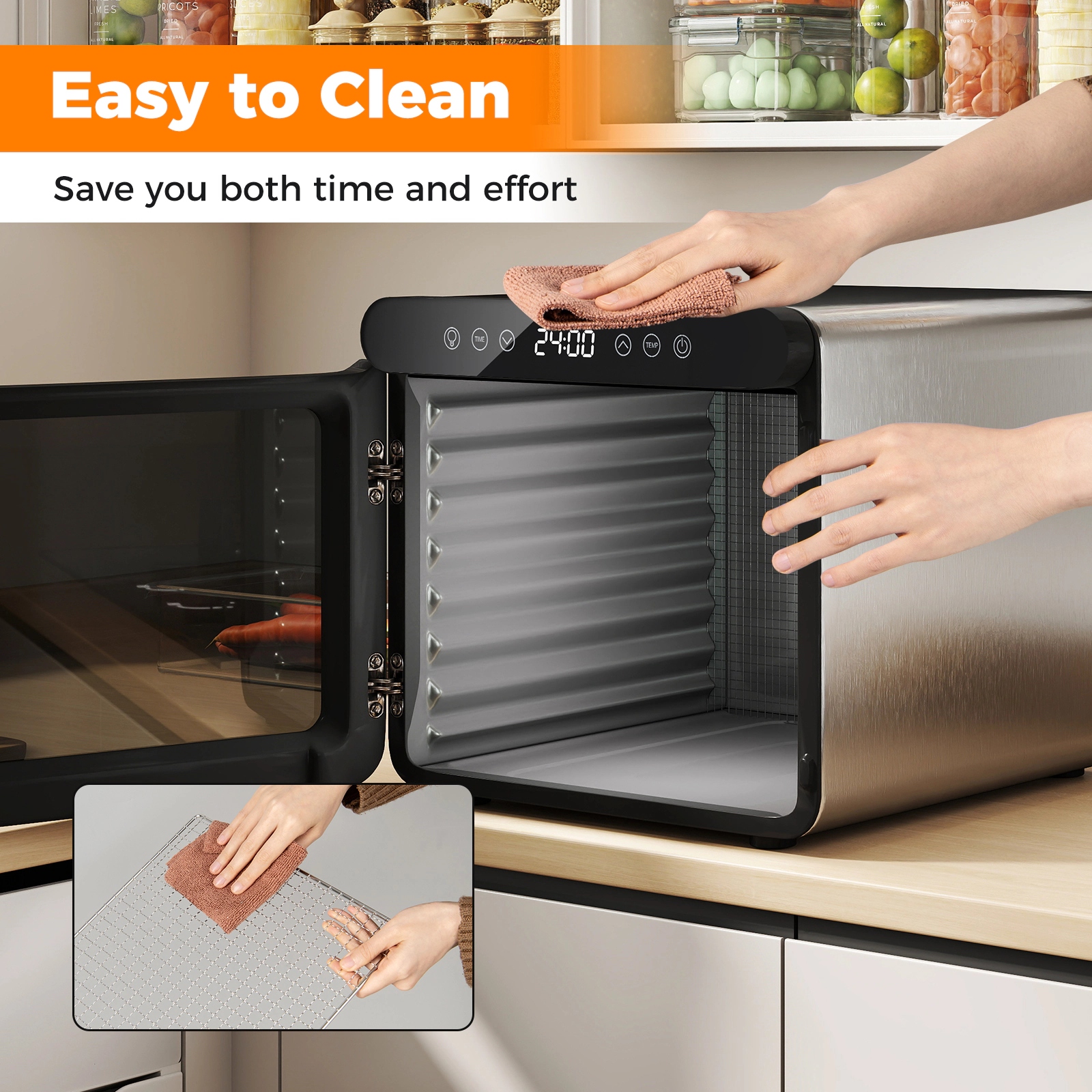 LJG 7 Stainless Steel Trays Dryer with 1-24H Timer and 30-75℃ Temperature
