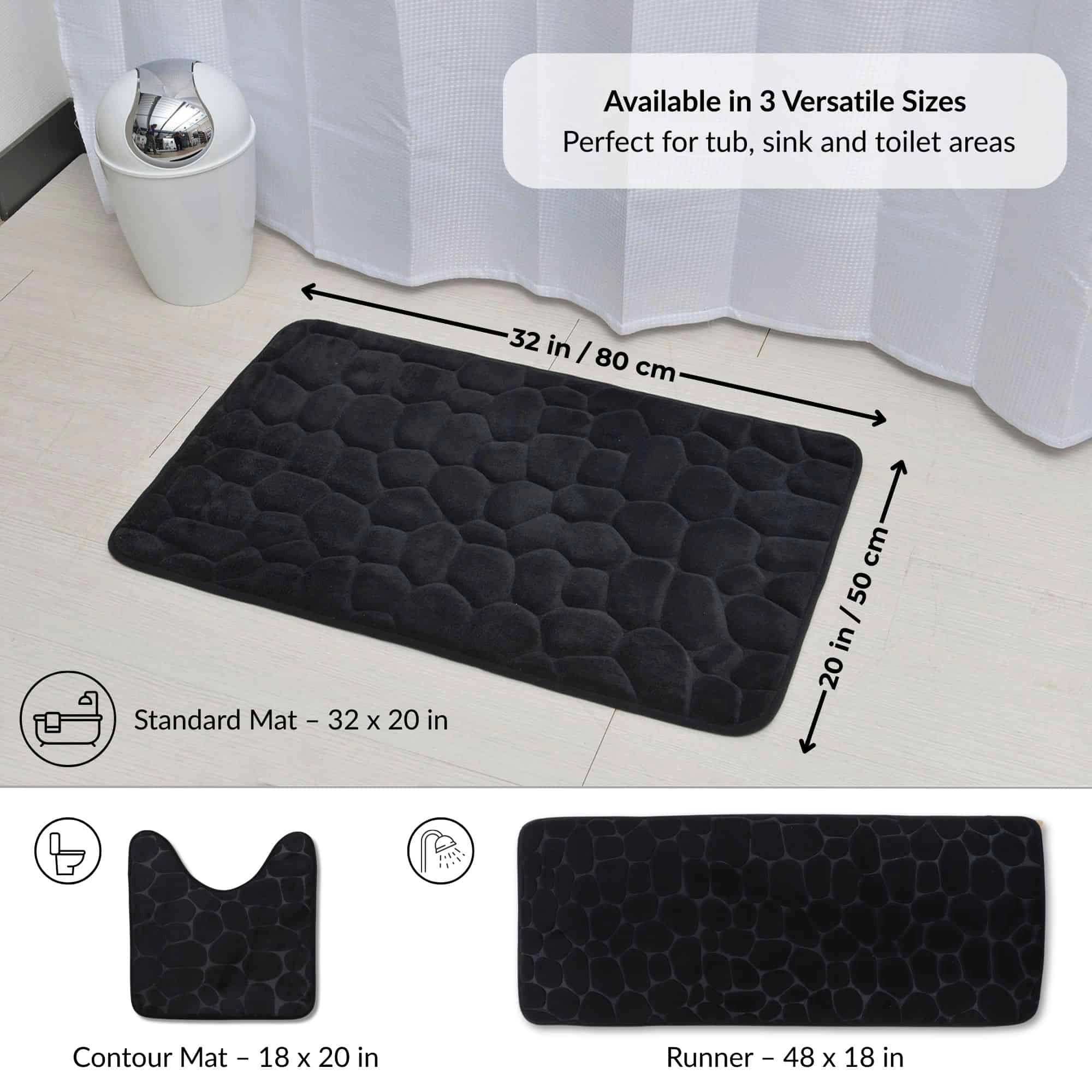 Evideco French Home Goods Pebble Memory Foam Bath Mat, 32 x 20 inches
