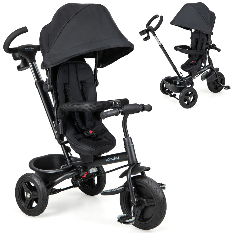 Hivvago 4-in-1 Baby Tricycle Toddler Trike with Reversible Seat and 5-Point Safety Harness