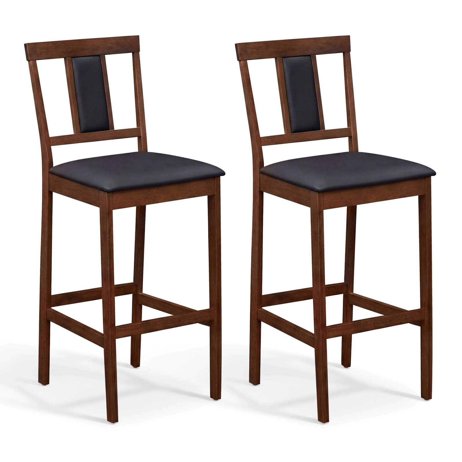 SUGIFT Upholstered Bar Stools 29.5-in Bar Height 300-lb Capacity White + Gray / Walnut + Black Set of 2