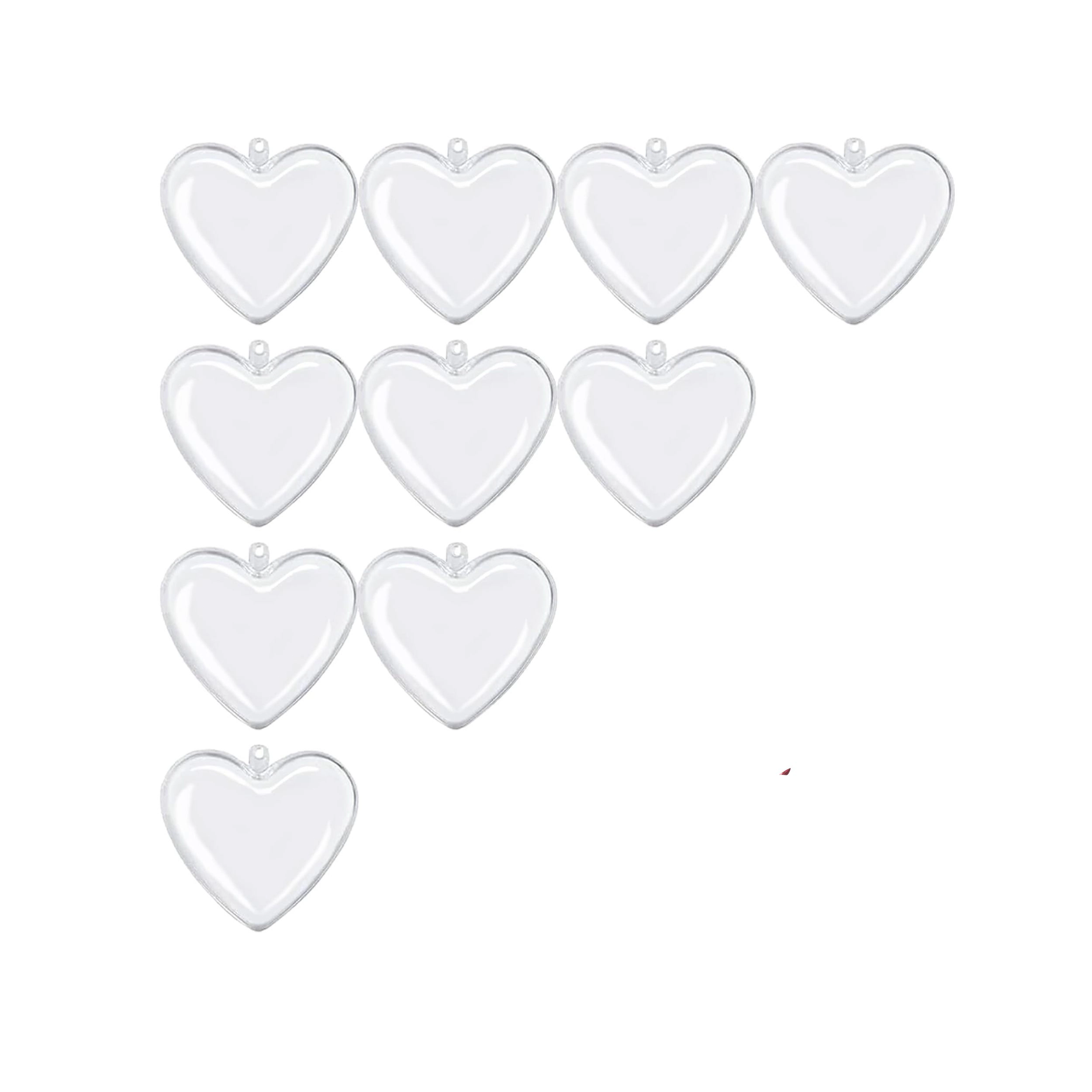 Stock Preferred Pack of 10 65mm Clear Fillable Plastic Heart Ornaments for DIY Crafts