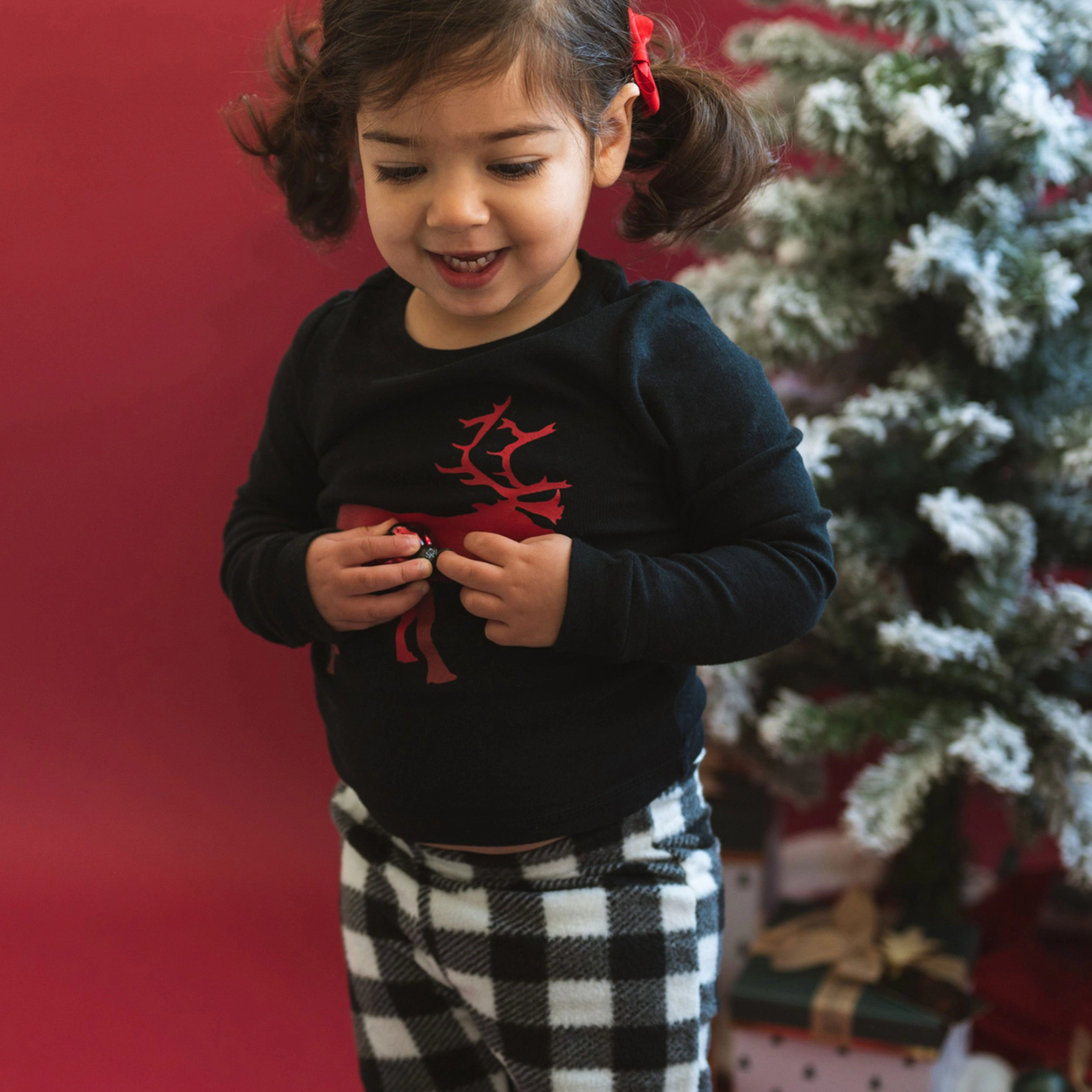 Leveret Toddler/Kids Holiday Print Cotton Top & Fleece Pants Pajama Set
