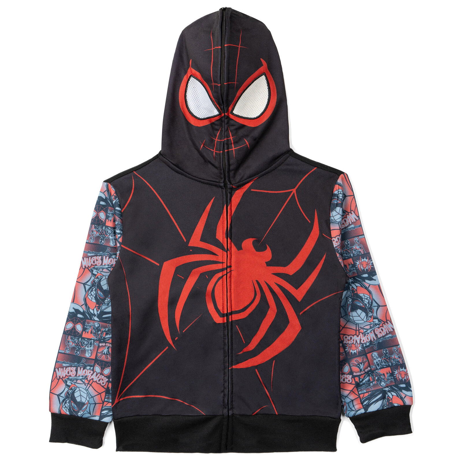 Marvel Spider-Verse Miles Morales Boys' Cosplay Fleece Zip-Up Hoodie
