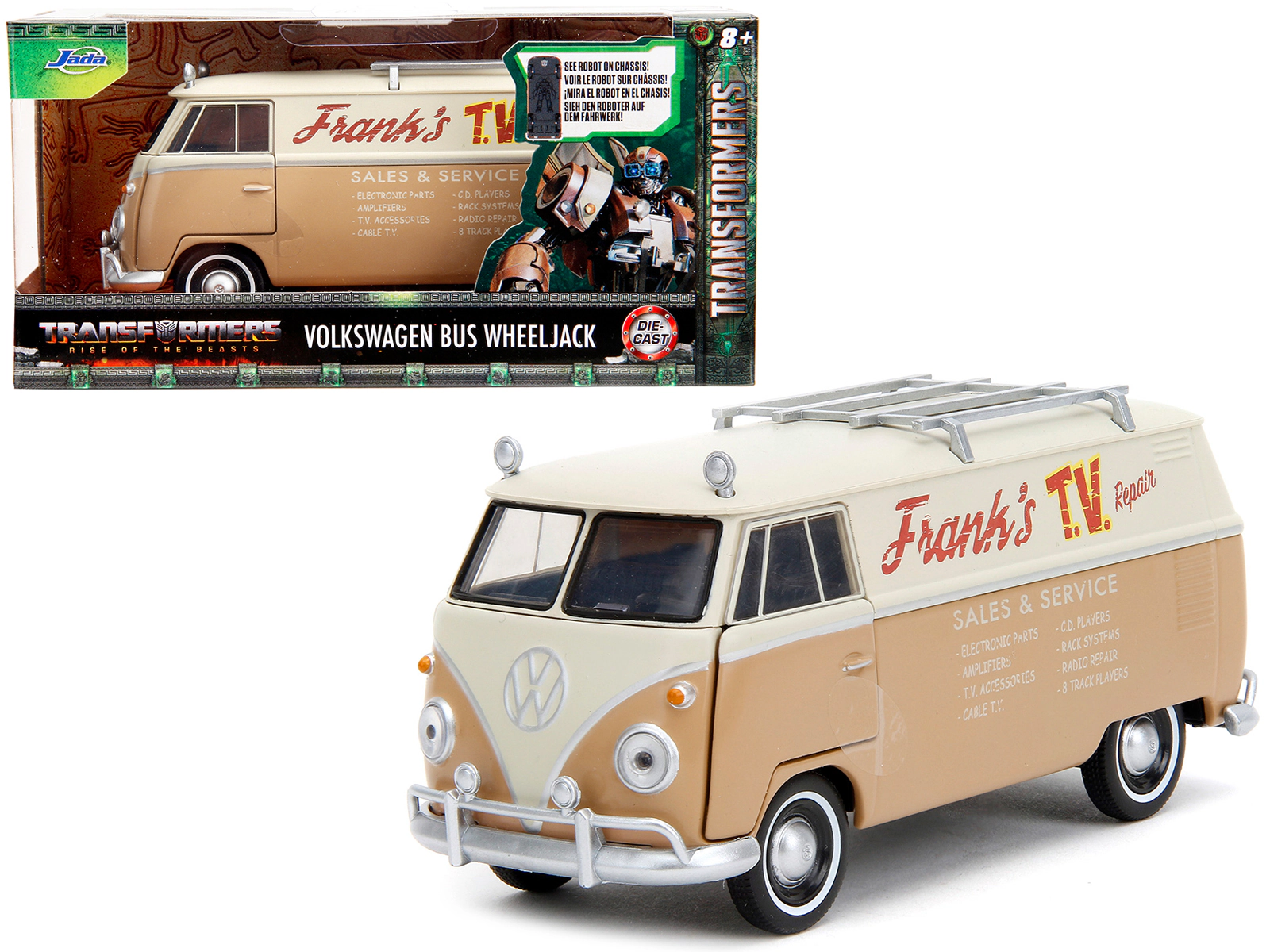 Jada Volkswagen Bus "WheelJack" Tan and Beige "Frank's TV Repair" "Transformers: Rise of the Beasts" (2023)