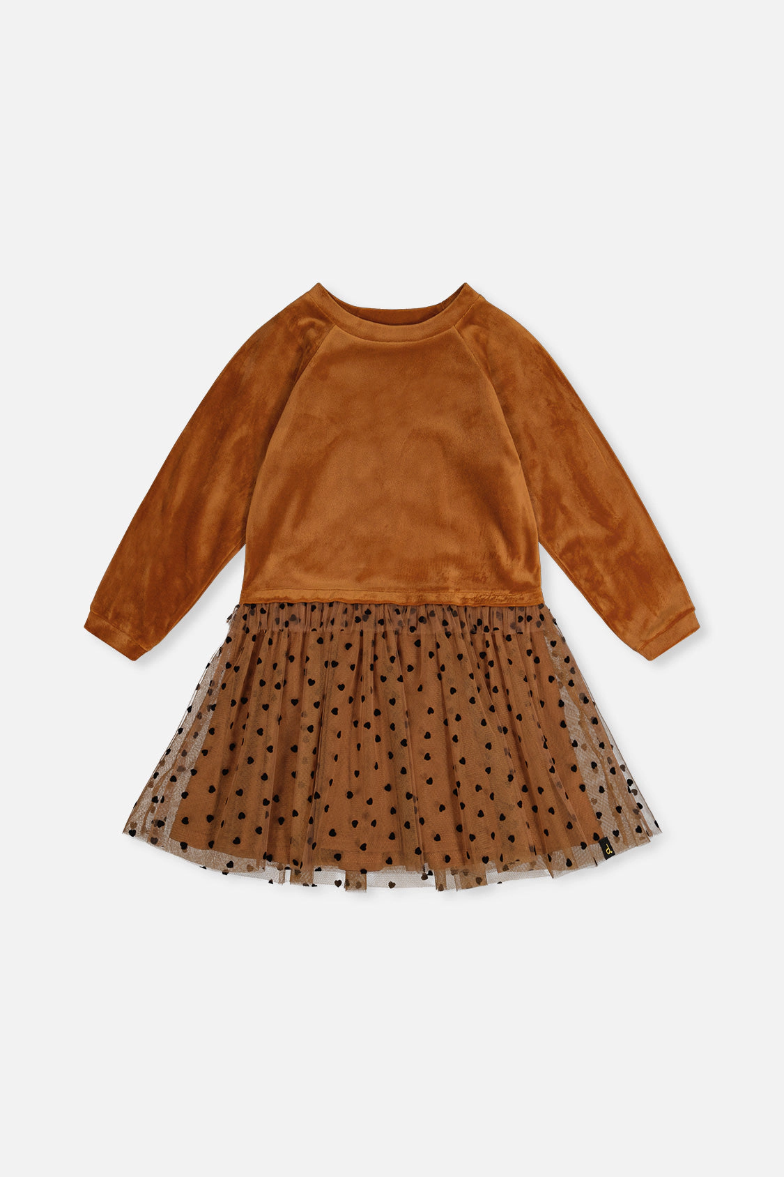 Deux par Girls Polka Dot Mesh Bi-Material Dress with Sequin Crossbody Bag