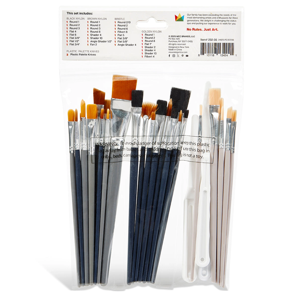 KINGART Studio Brush Set - 35-Piece All-Media Brushes & Palette Knives