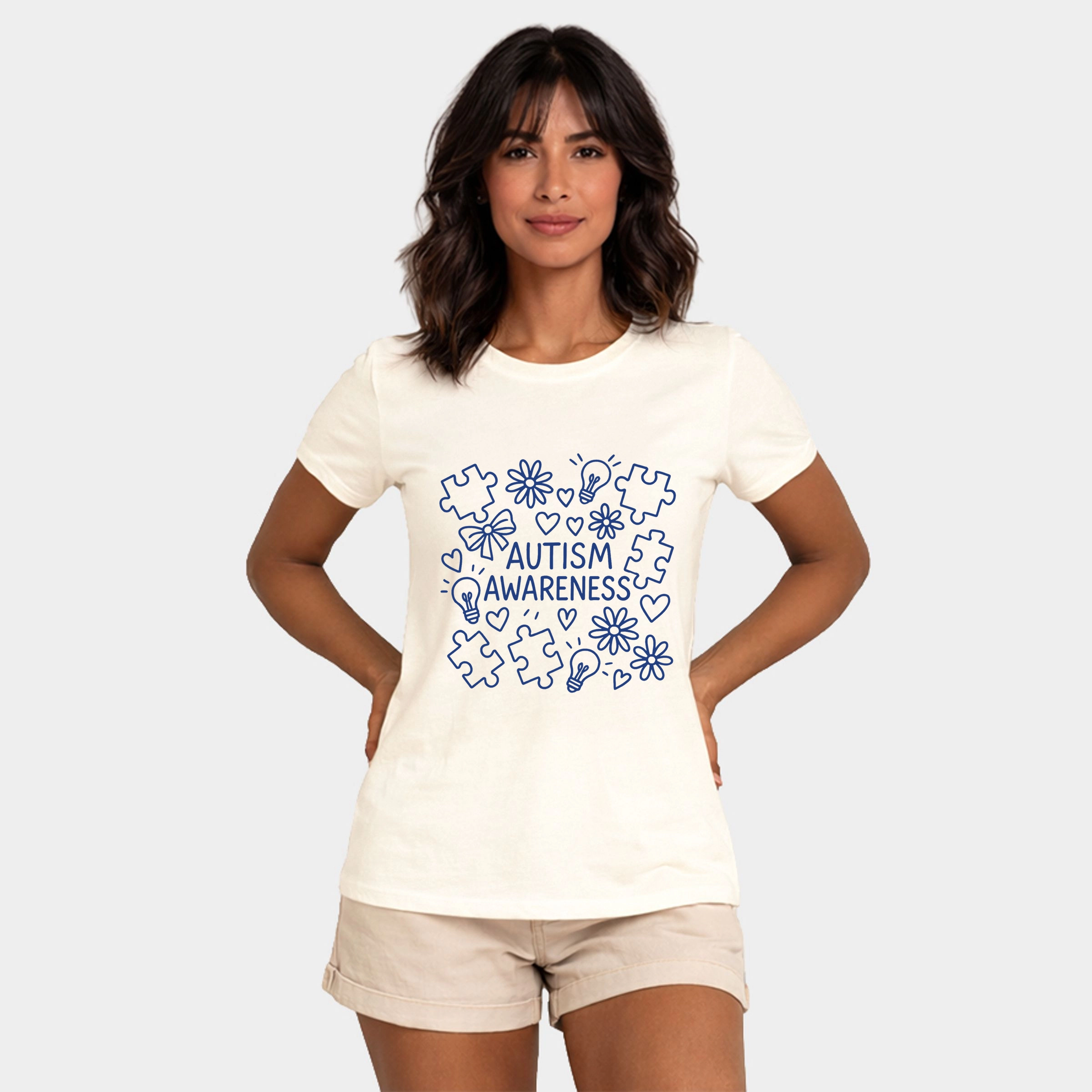Simply Sage Market - Autism Awareness Puzzle Outline Women's Short Sleeve Graphic T-Shirt