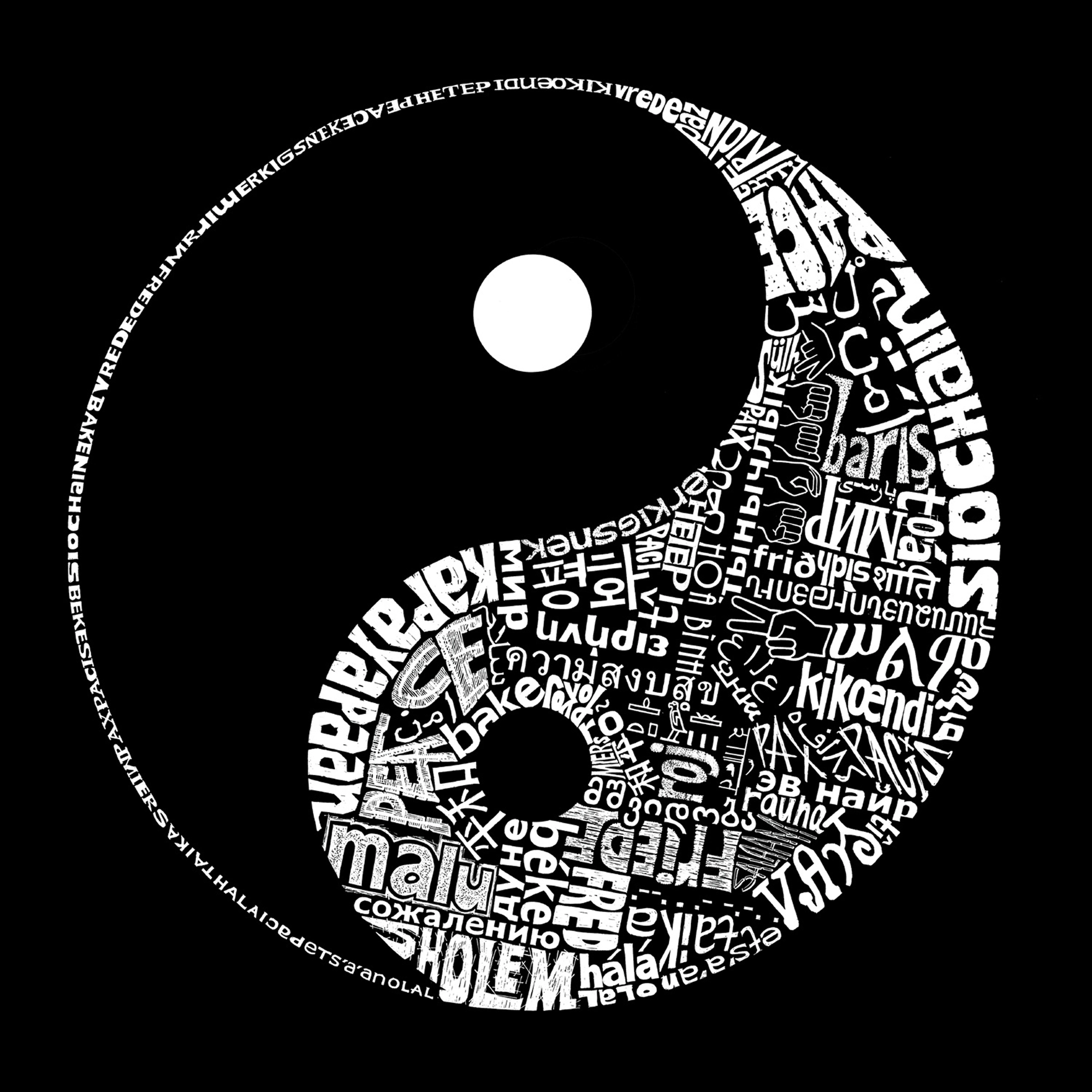LOS ANGELES POP Art Men's Cotton/Poly Blend Word T-Shirt - Yin Yang