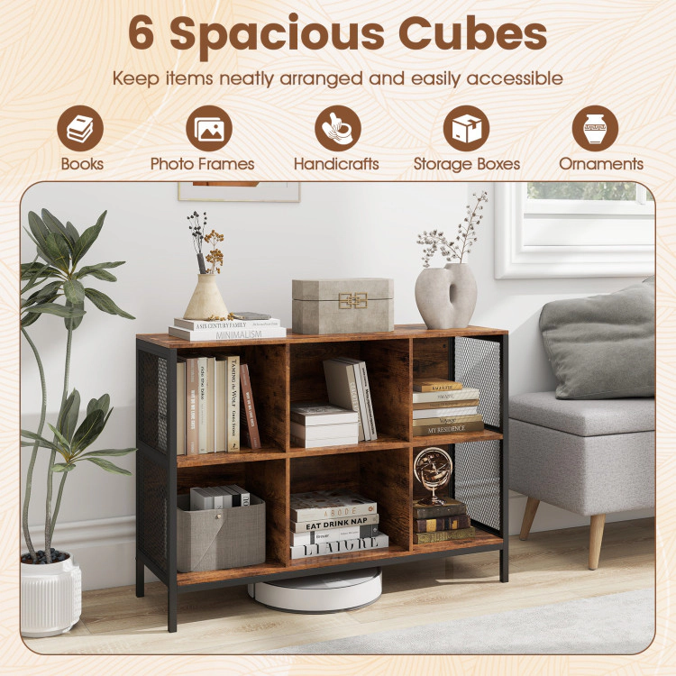 Hivvago Horizontal Cube Bookcase with Six Storage Cubbies