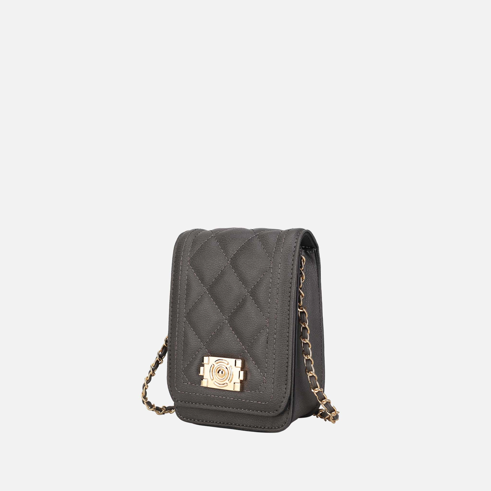 Mia K Collection Gemma Quilted Vegan Leather Crossbody Bag - Braided Chain Accent