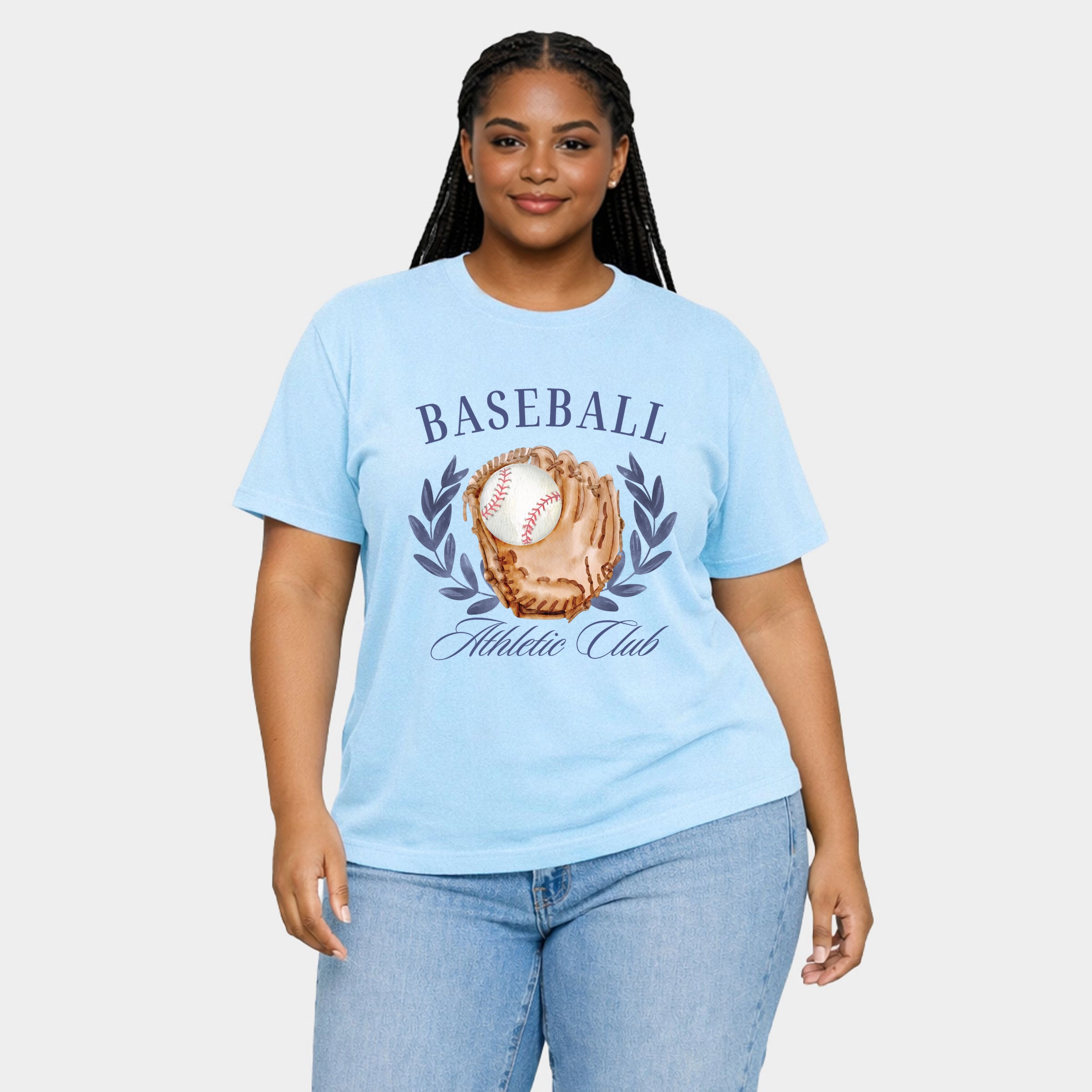 Simply Sage Market - Baseball Athletic Club Women's Plus Sized Garment Dyed Graphic T-Shirt