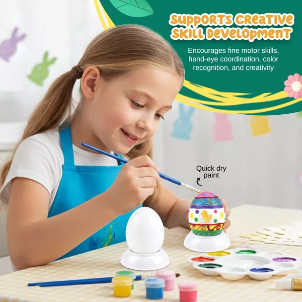 Sperric Easter Egg Painting Kit, DIY Nontoxic Paint Your Own Easter Eggs Craft Set w/ Paints Brushes & Stickers for Kids